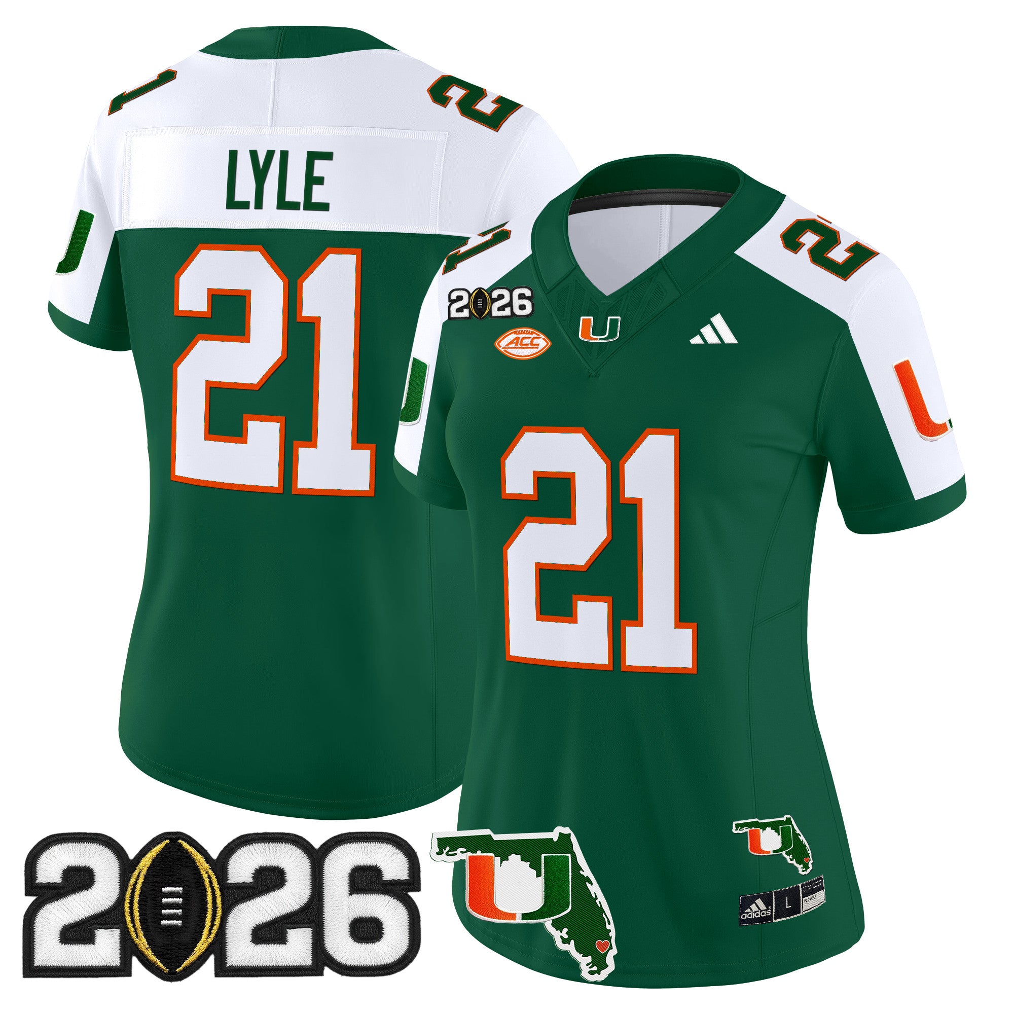 Women's Miami Hurricanes 2026 CFP Final & Florida Patch Vapor Limited Jersey - All Stitched