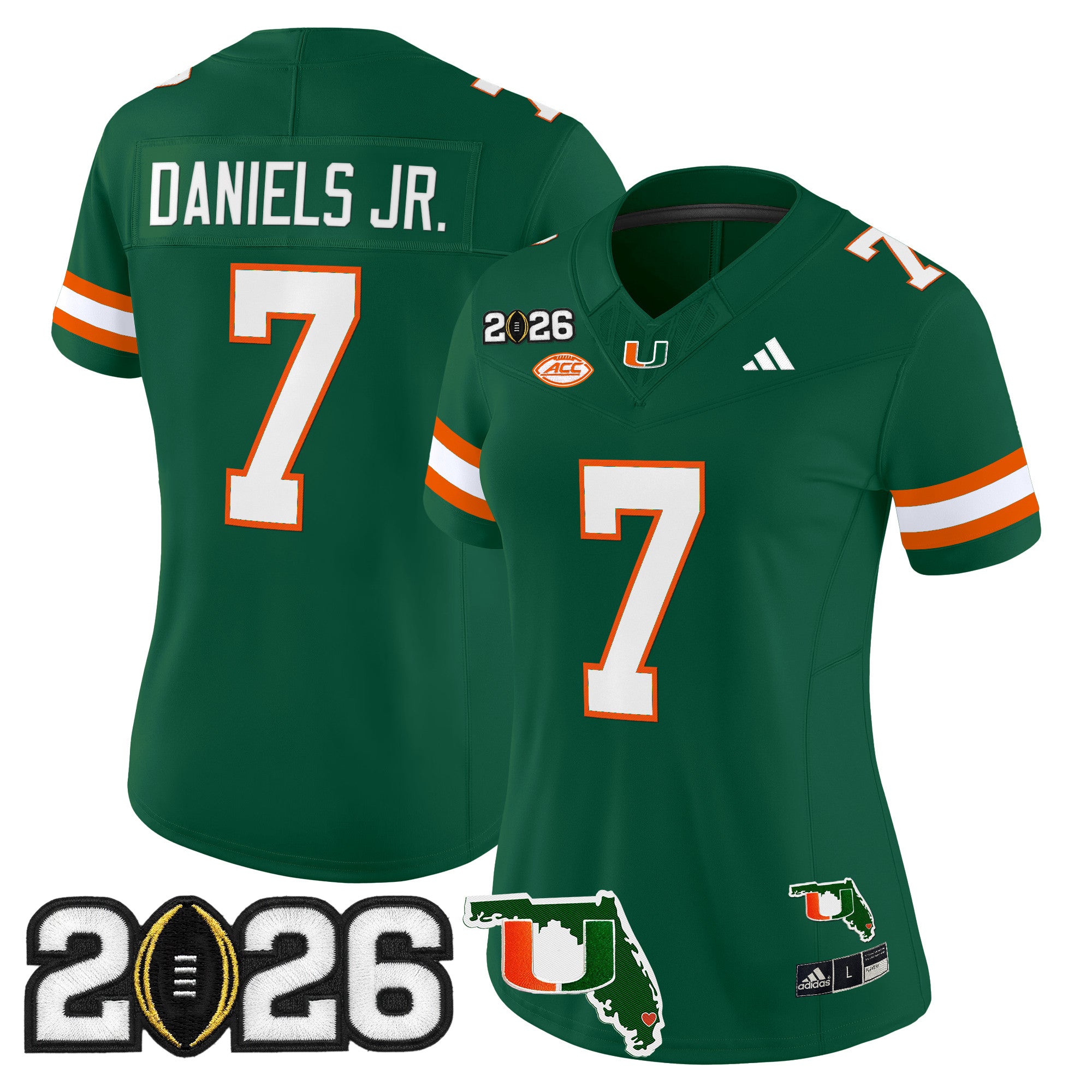 Women's Miami Hurricanes 2026 CFP Final & Florida Patch Vapor Limited Jersey - All Stitched