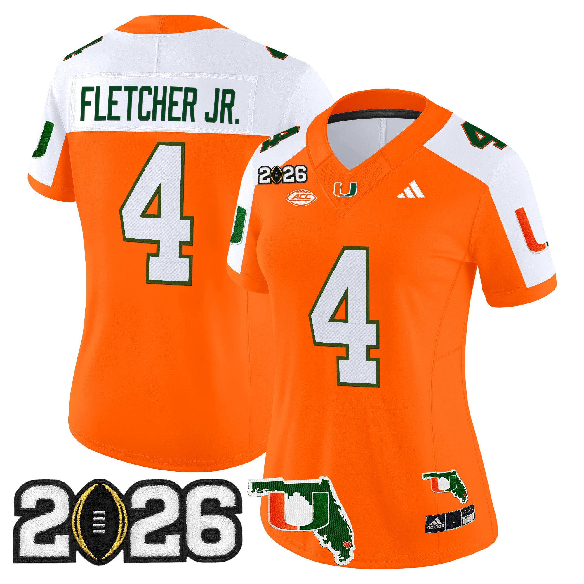 Women's Miami Hurricanes 2026 CFP Final & Florida Patch Vapor Limited Jersey - All Stitched