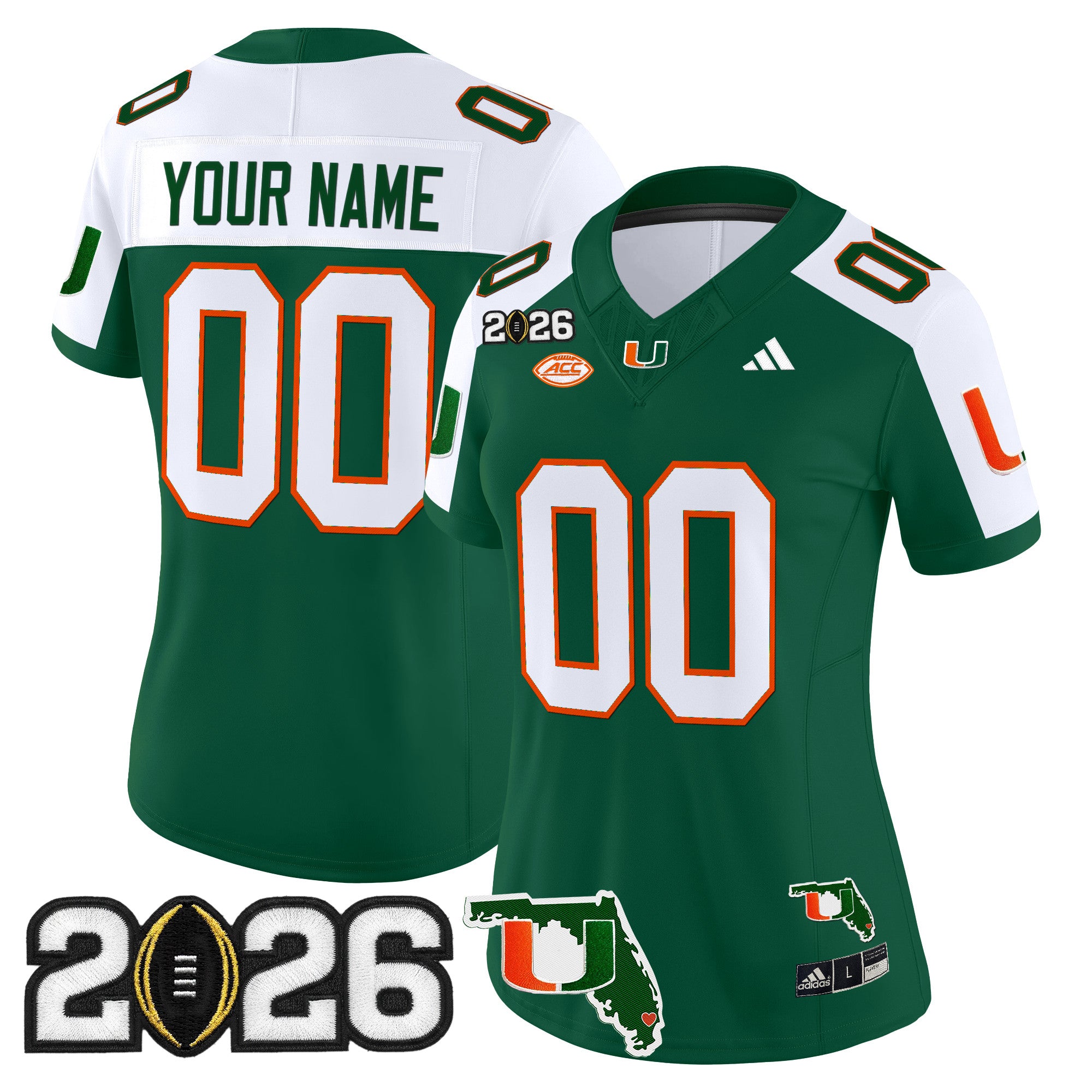 Miami Hurricanes 2026 CFP Final & Florida Patch Vapor Limited Custom Jersey - All Stitched