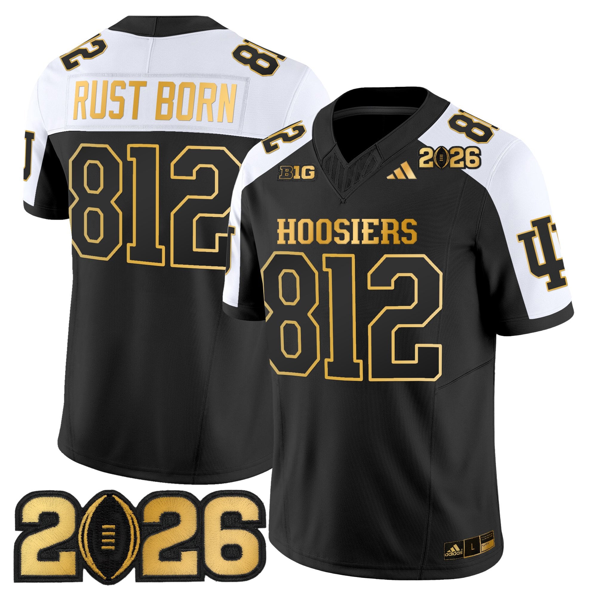Men's Indiana Hoosiers 2026 CFP Final Patch Gold Vapor Limited Jersey - All Stitched