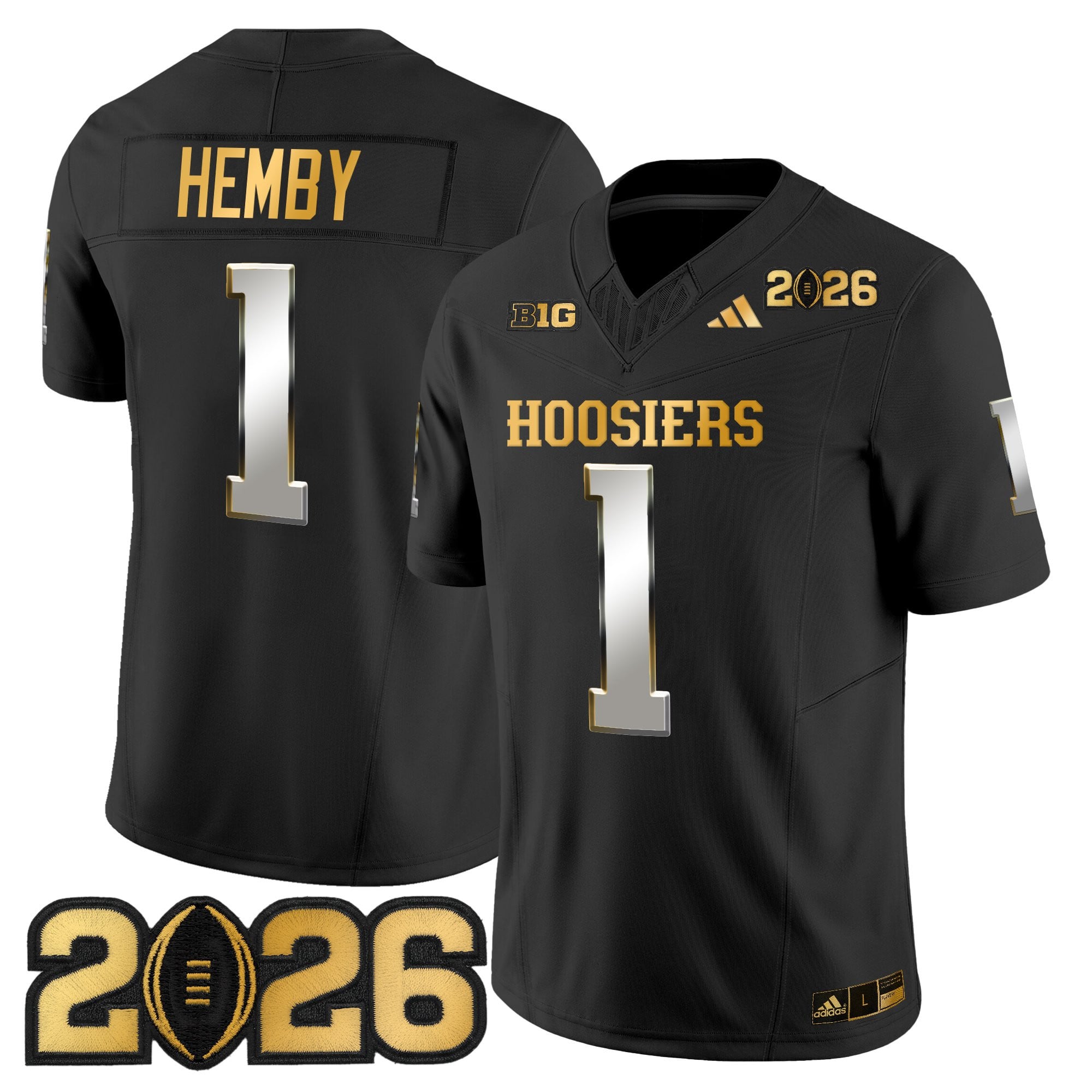 Men's Indiana Hoosiers 2026 CFP Final Patch Gold Vapor Limited Jersey - All Stitched