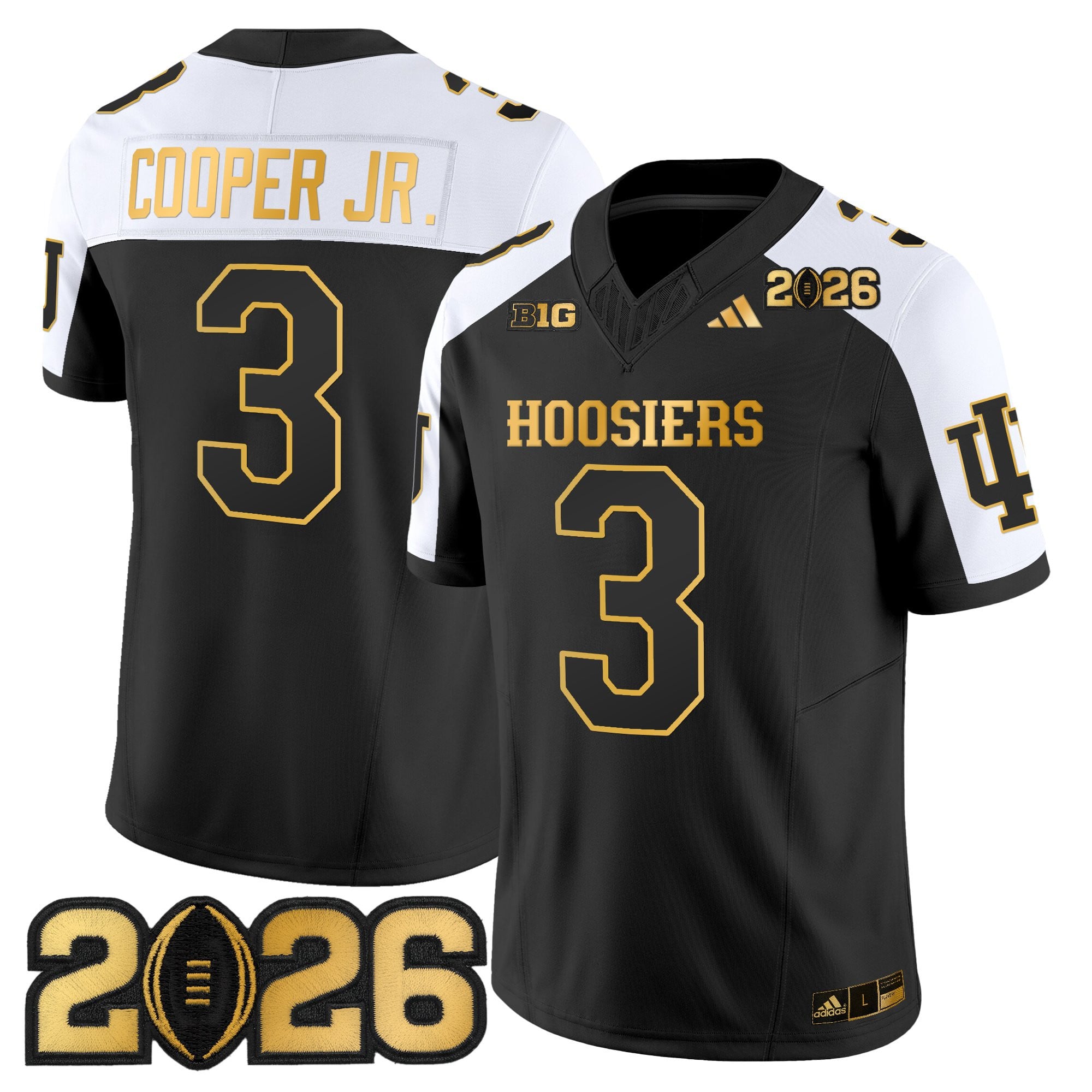 Men's Indiana Hoosiers 2026 CFP Final Patch Gold Vapor Limited Jersey - All Stitched
