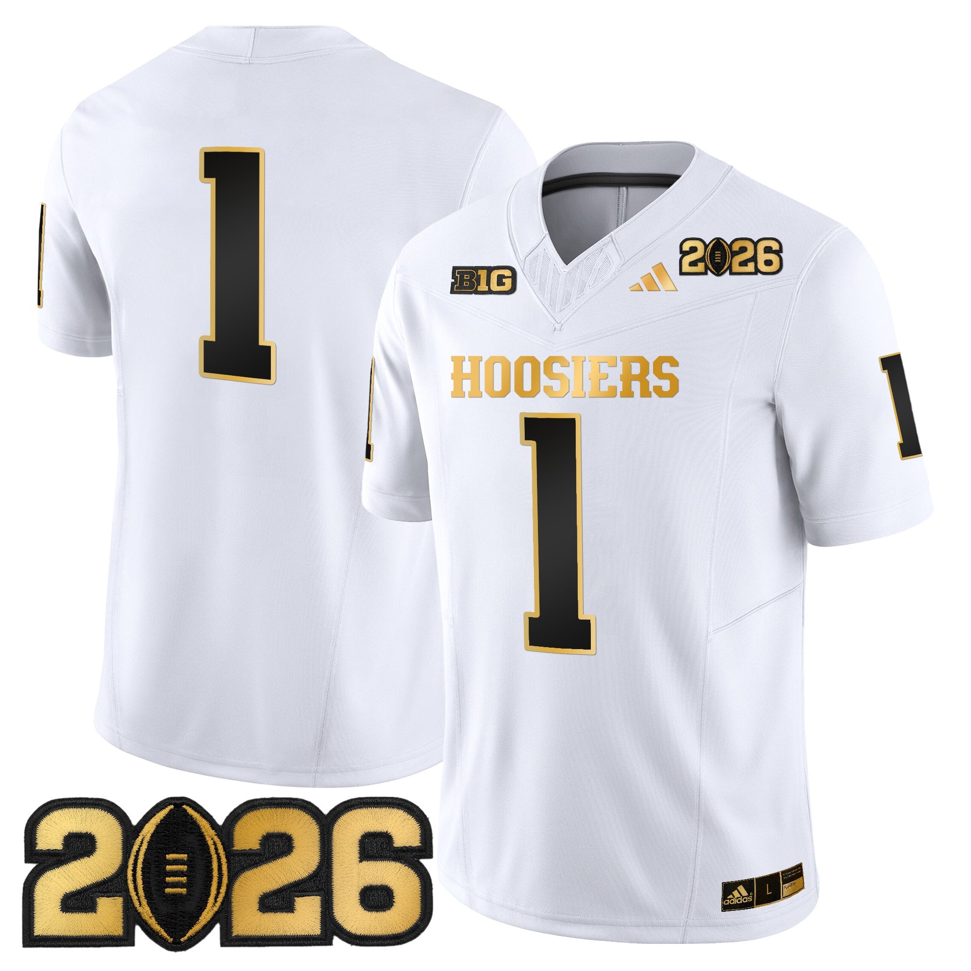 Men's Indiana Hoosiers 2026 CFP Final Patch Gold Vapor Limited Jersey - All Stitched