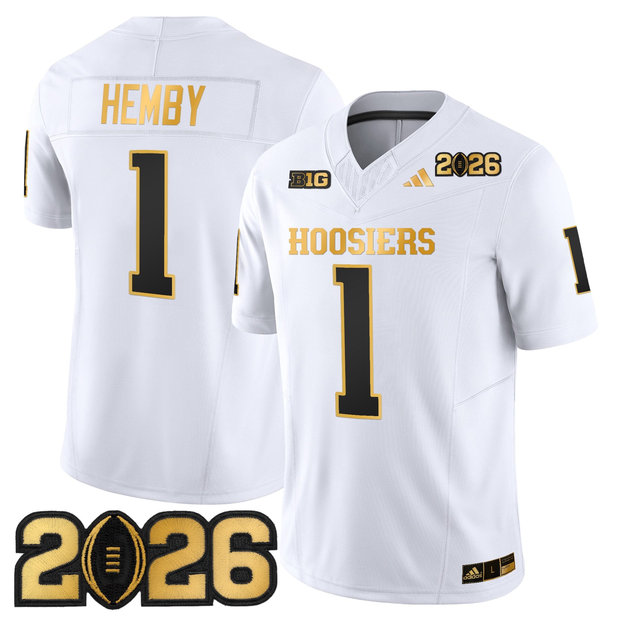 Men's Indiana Hoosiers 2026 CFP Final Patch Gold Vapor Limited Jersey - All Stitched