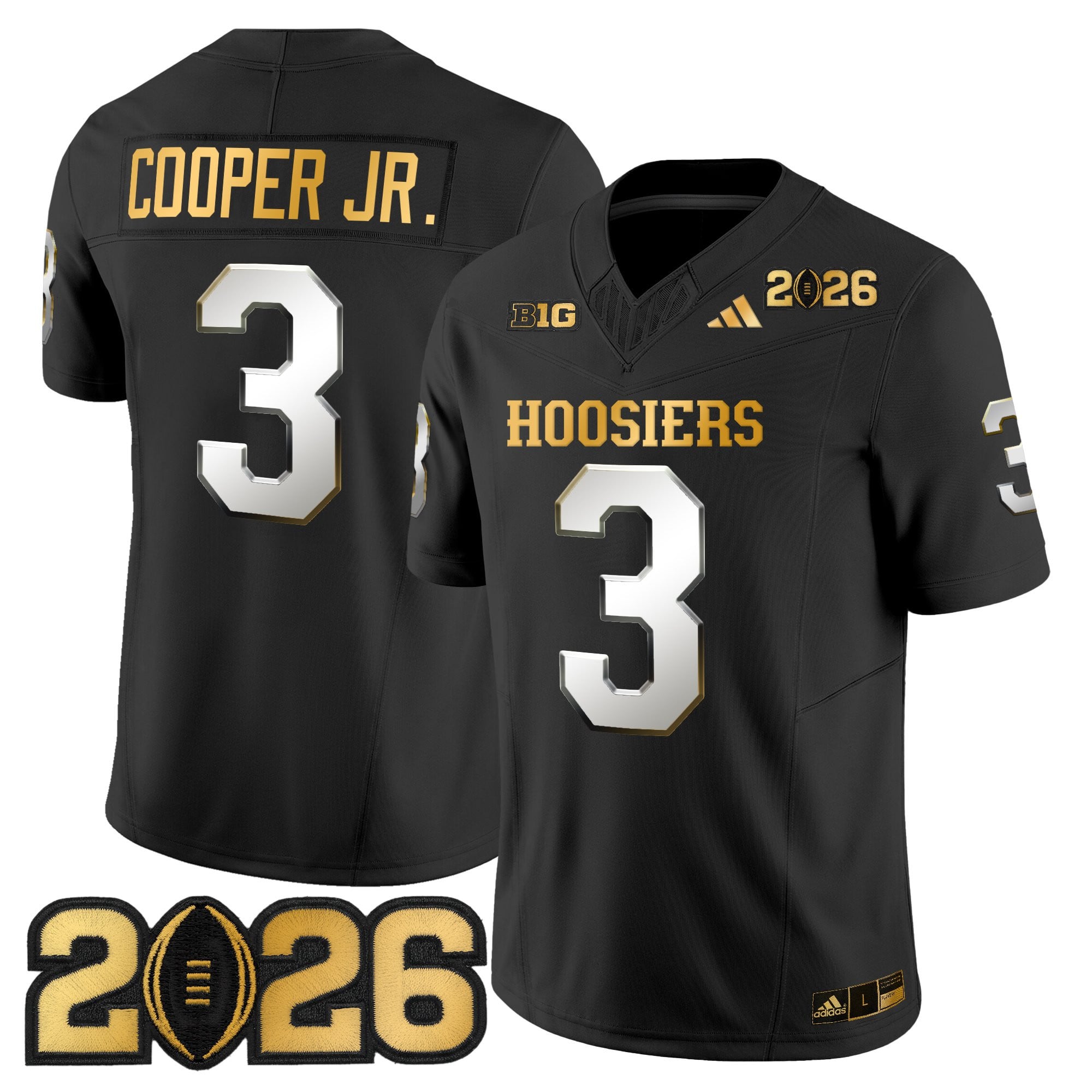 Men's Indiana Hoosiers 2026 CFP Final Patch Gold Vapor Limited Jersey - All Stitched