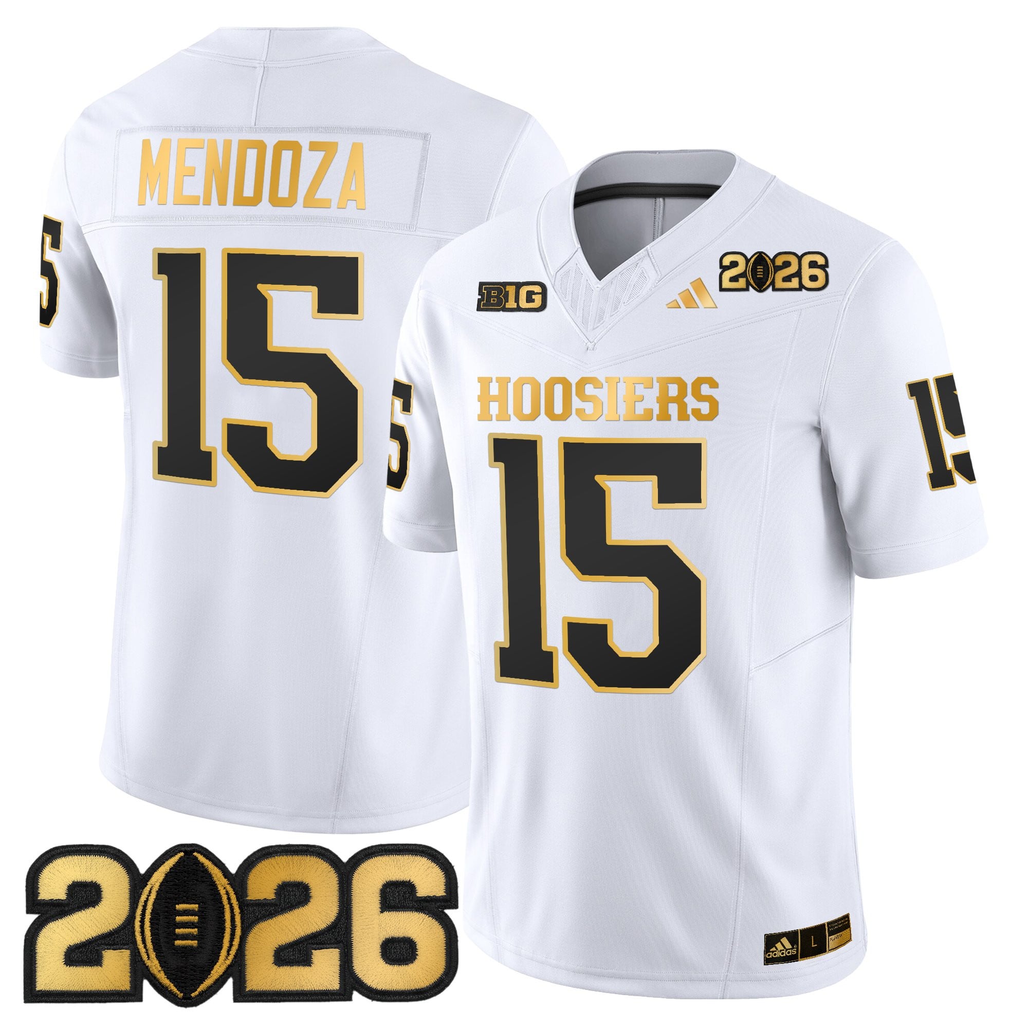 Men's Indiana Hoosiers 2026 CFP Final Patch Gold Vapor Limited Jersey - All Stitched