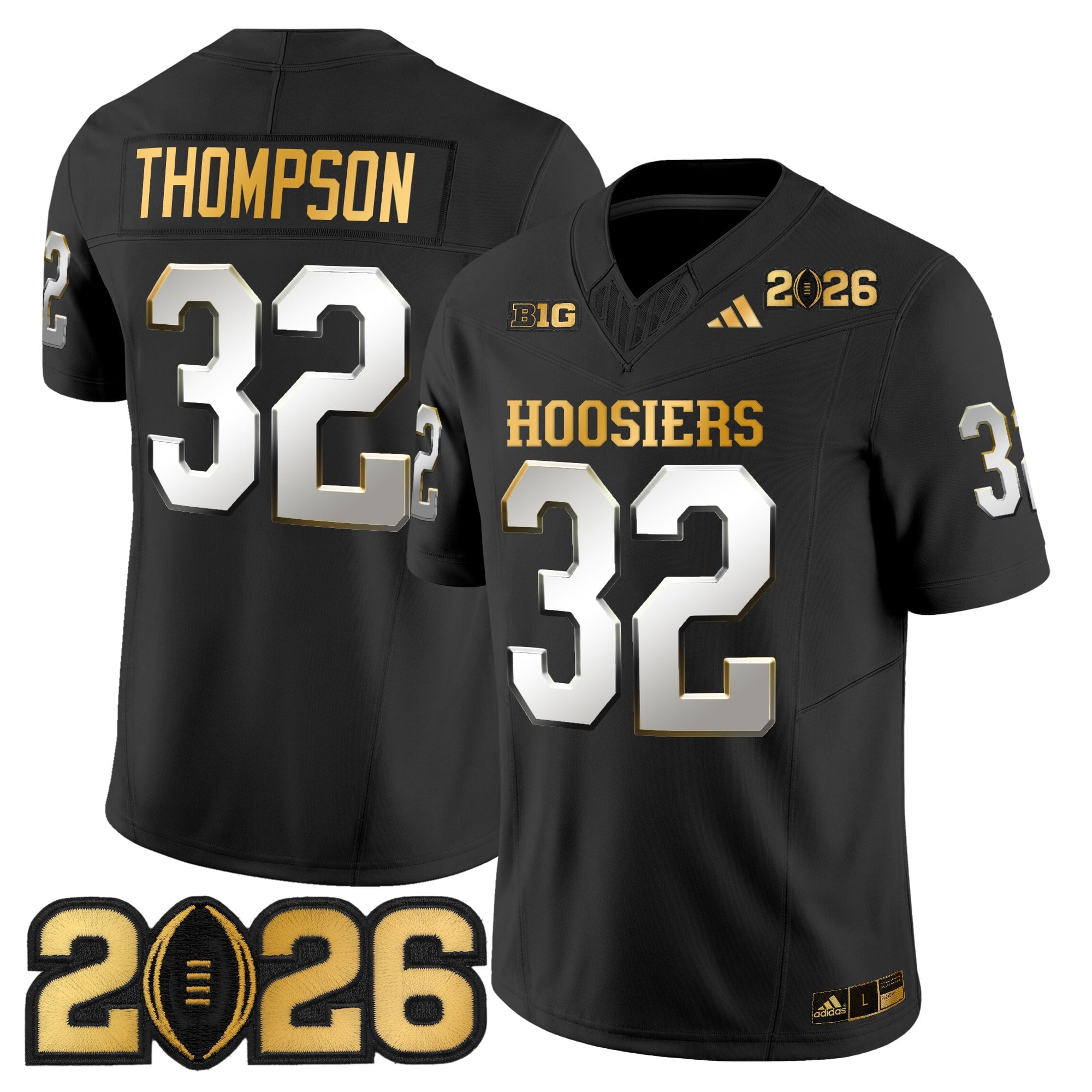 Men's Indiana Hoosiers 2026 CFP Final Patch Gold Vapor Limited Jersey - All Stitched