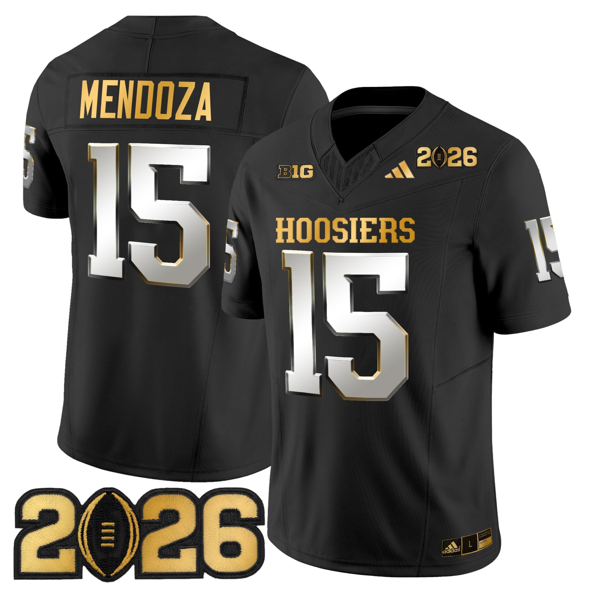 Men's Indiana Hoosiers 2026 CFP Final Patch Gold Vapor Limited Jersey - All Stitched