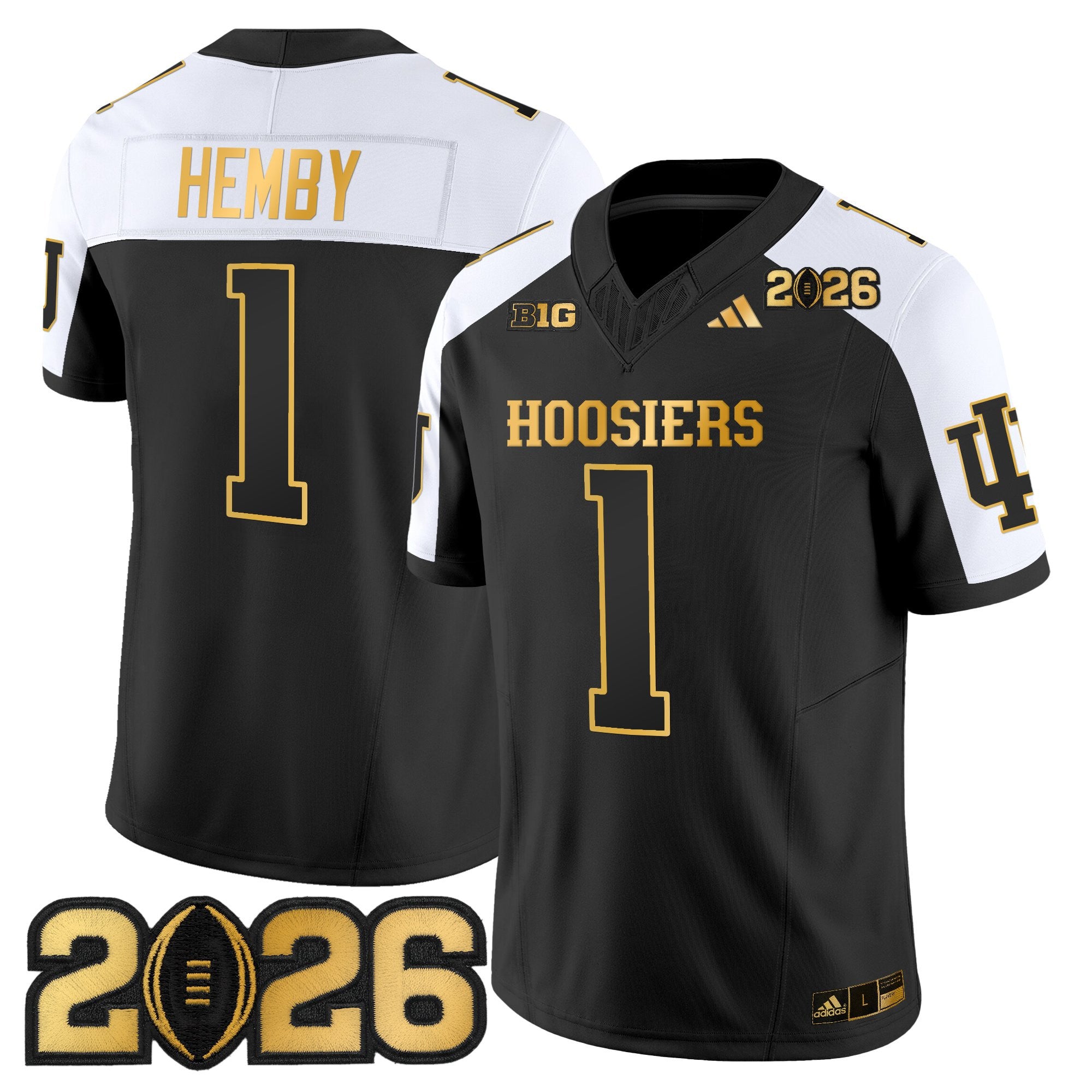Men's Indiana Hoosiers 2026 CFP Final Patch Gold Vapor Limited Jersey - All Stitched