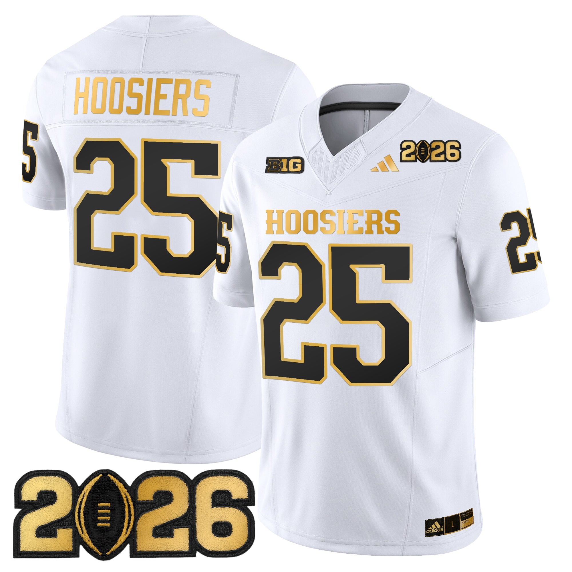 Men's Indiana Hoosiers 2026 CFP Final Patch Gold Vapor Limited Jersey - All Stitched