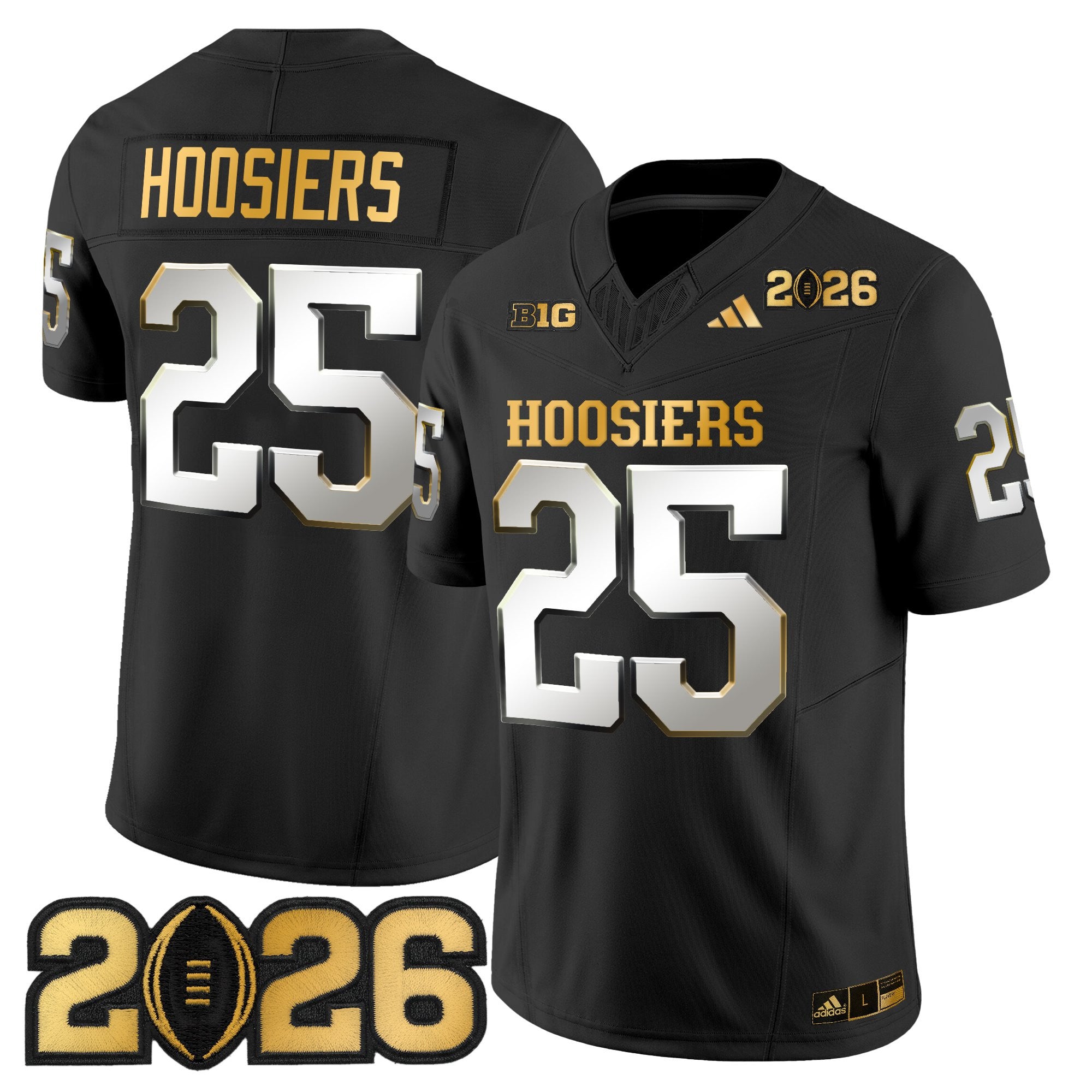 Men's Indiana Hoosiers 2026 CFP Final Patch Gold Vapor Limited Jersey - All Stitched