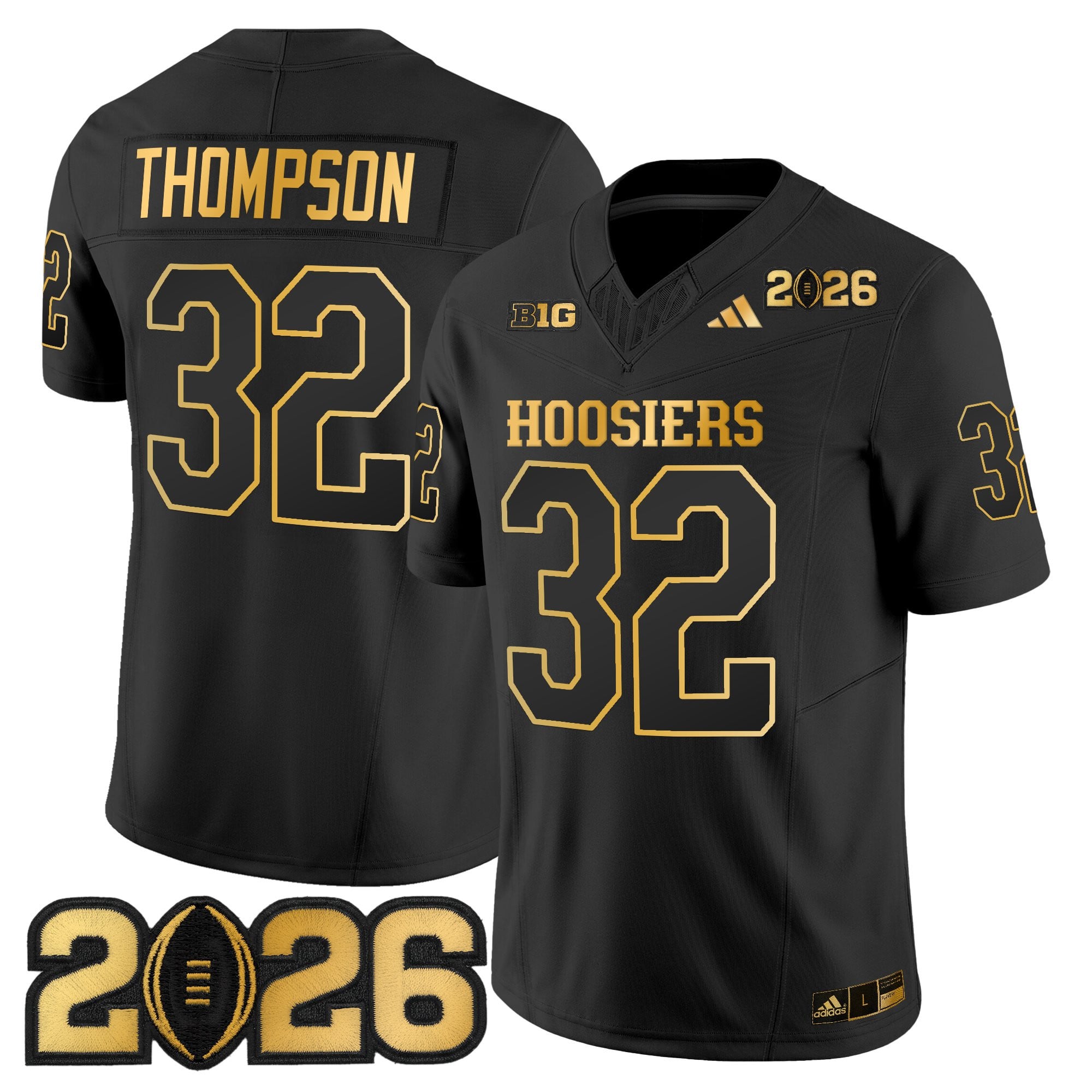 Men's Indiana Hoosiers 2026 CFP Final Patch Gold Vapor Limited Jersey - All Stitched