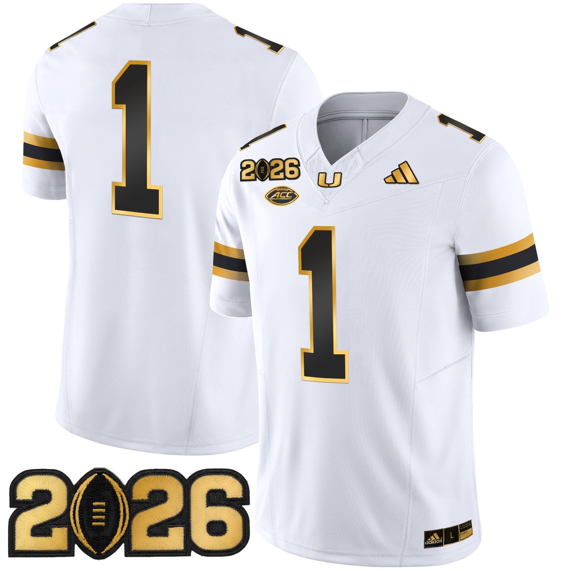 Men's Miami Hurricanes 2026 CFP Final Patch Gold Vapor Limited Jersey - All Stitched