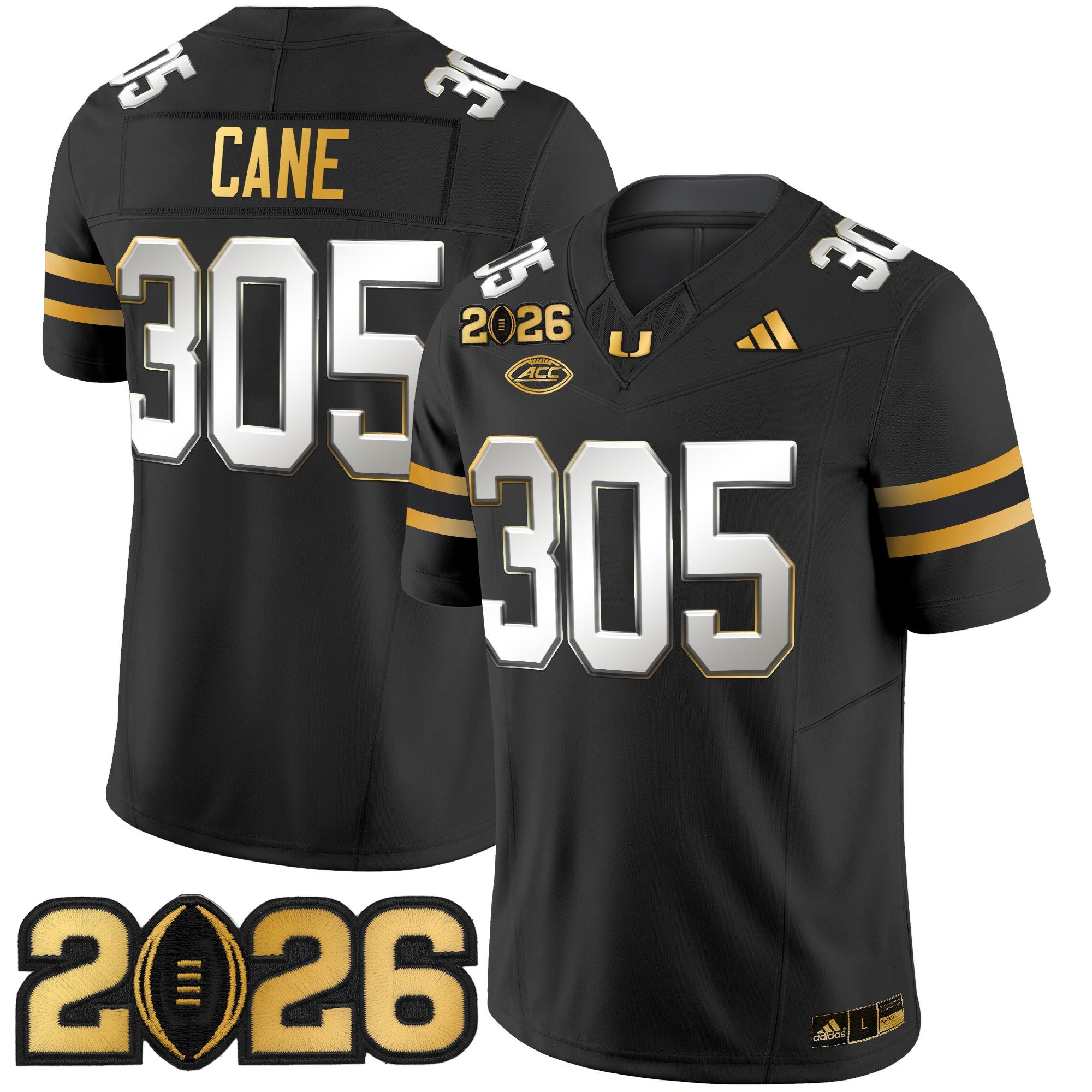 Men's Miami Hurricanes 2026 CFP Final Patch Gold Vapor Limited Jersey - All Stitched