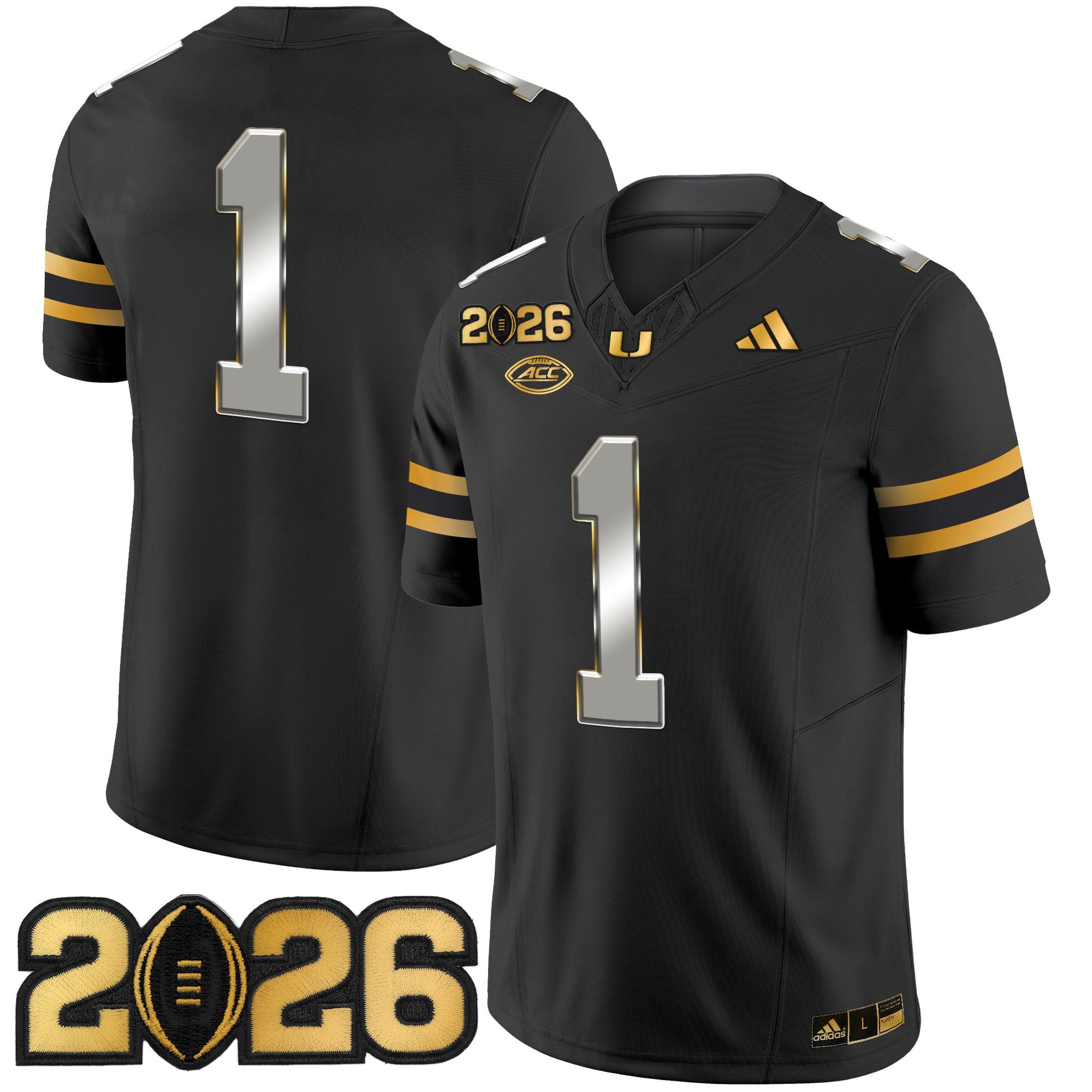 Men's Miami Hurricanes 2026 CFP Final Patch Gold Vapor Limited Jersey - All Stitched