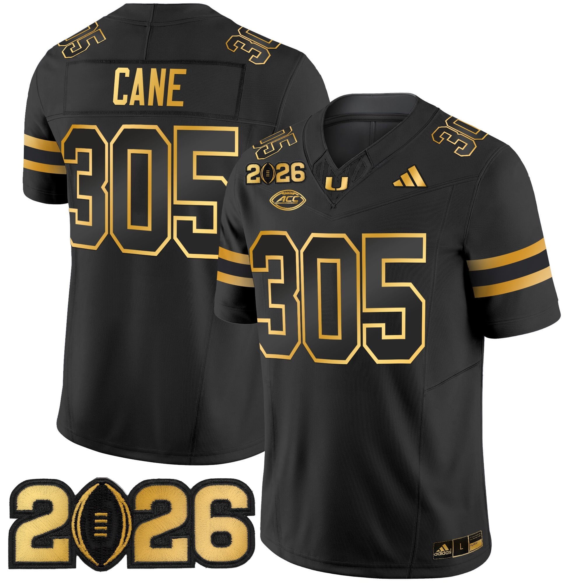 Men's Miami Hurricanes 2026 CFP Final Patch Gold Vapor Limited Jersey - All Stitched