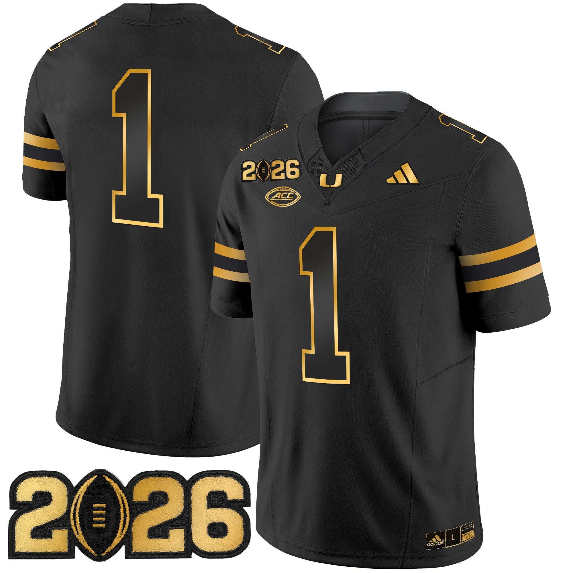 Men's Miami Hurricanes 2026 CFP Final Patch Gold Vapor Limited Jersey - All Stitched