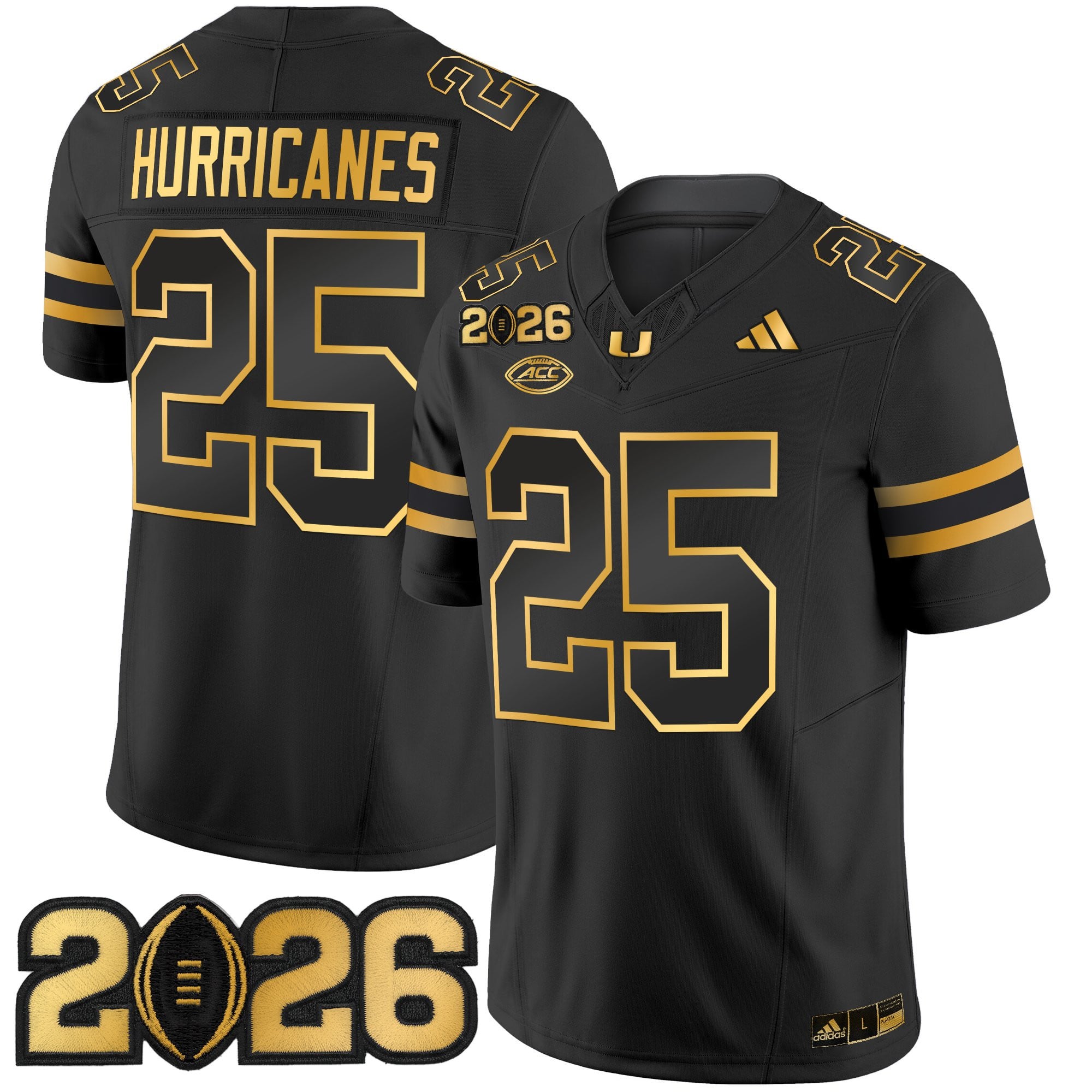 Men's Miami Hurricanes 2026 CFP Final Patch Gold Vapor Limited Jersey - All Stitched