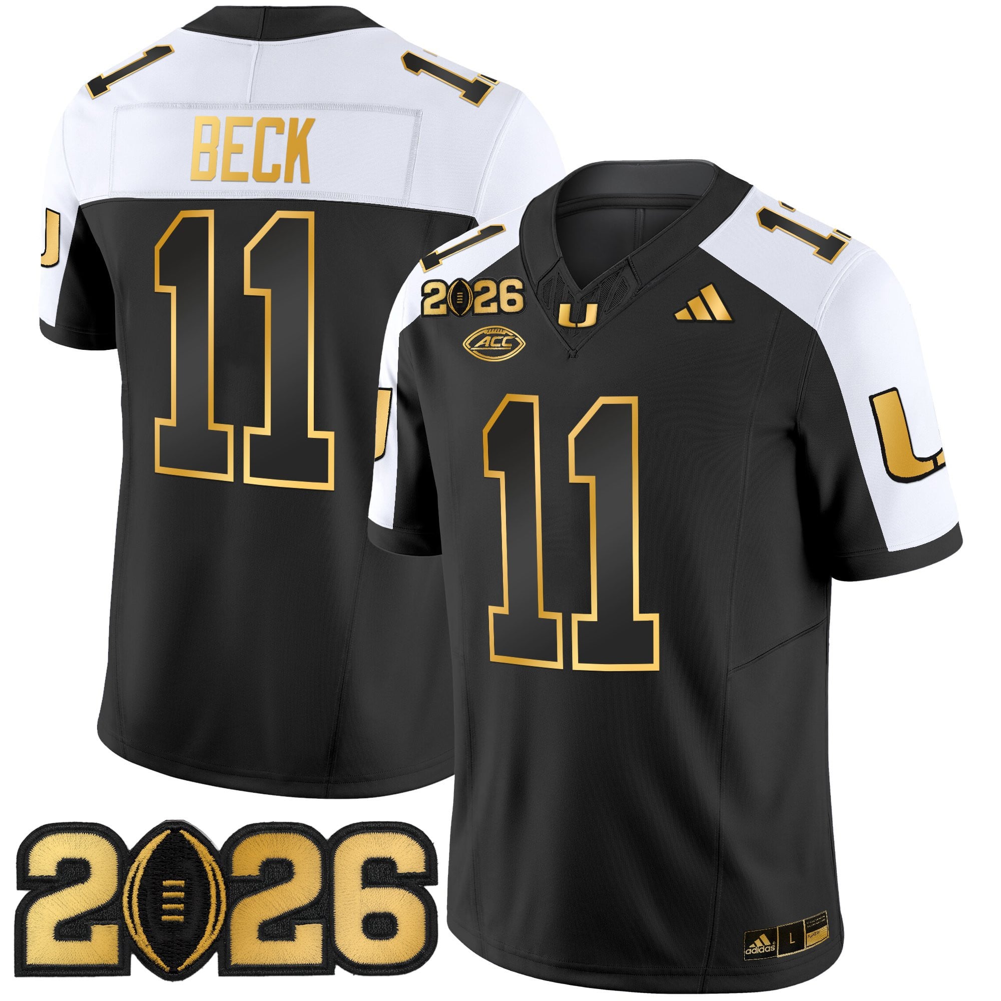 Men's Miami Hurricanes 2026 CFP Final Patch Gold Vapor Limited Jersey - All Stitched