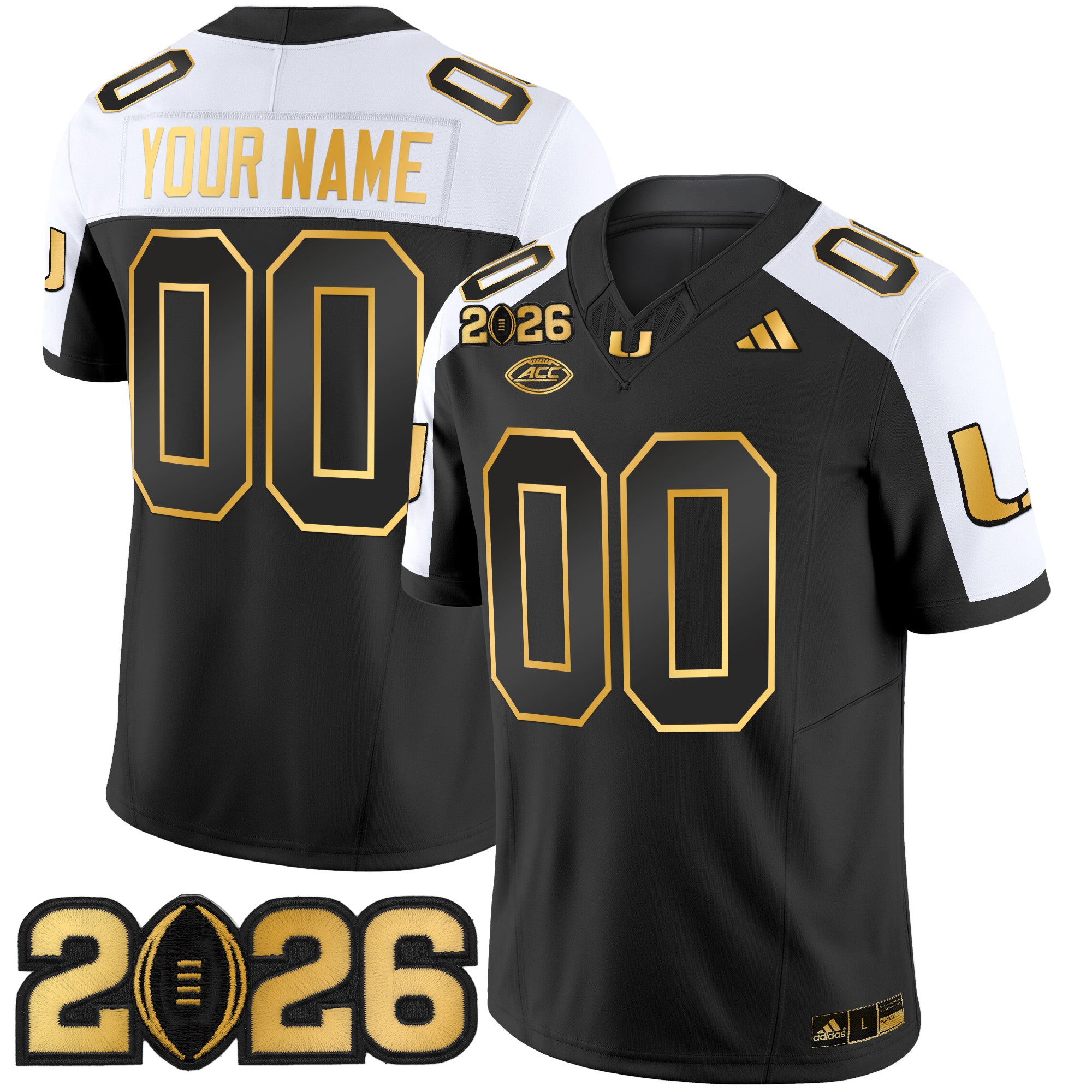 Miami Hurricanes 2026 CFP Final Patch Gold Vapor Limited Custom Jersey - All Stitched