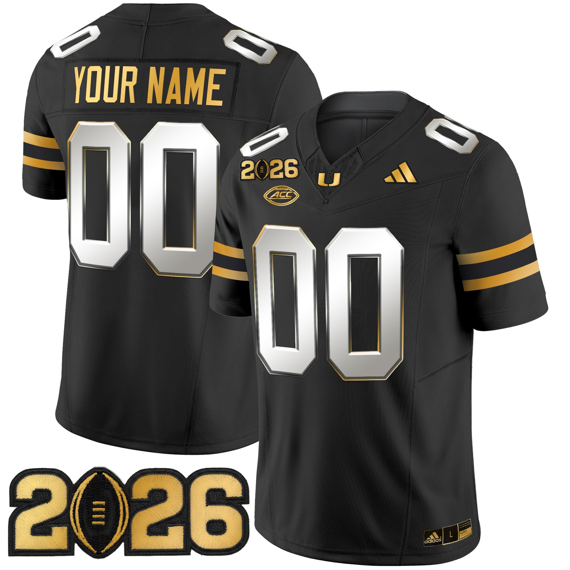 Miami Hurricanes 2026 CFP Final Patch Gold Vapor Limited Custom Jersey - All Stitched