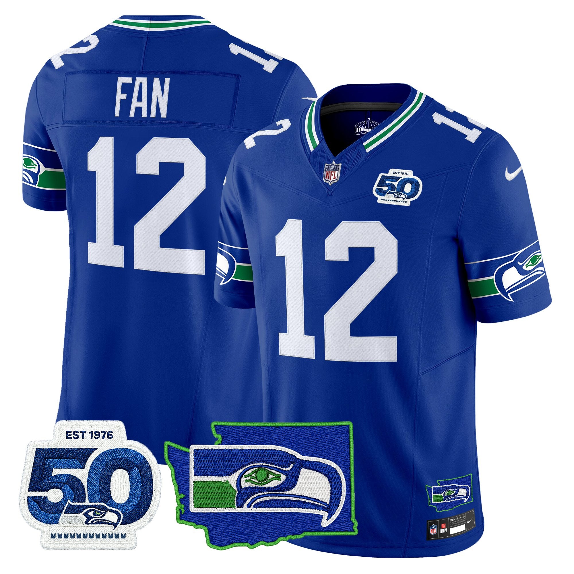 Men's Seattle Seahawks 50th Anniversary Patch Vapor Limited Jersey - All Stitched