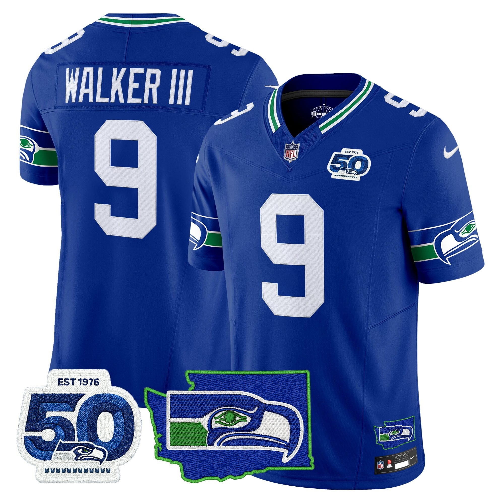 Men's Seattle Seahawks 50th Anniversary Patch Vapor Limited Jersey - All Stitched