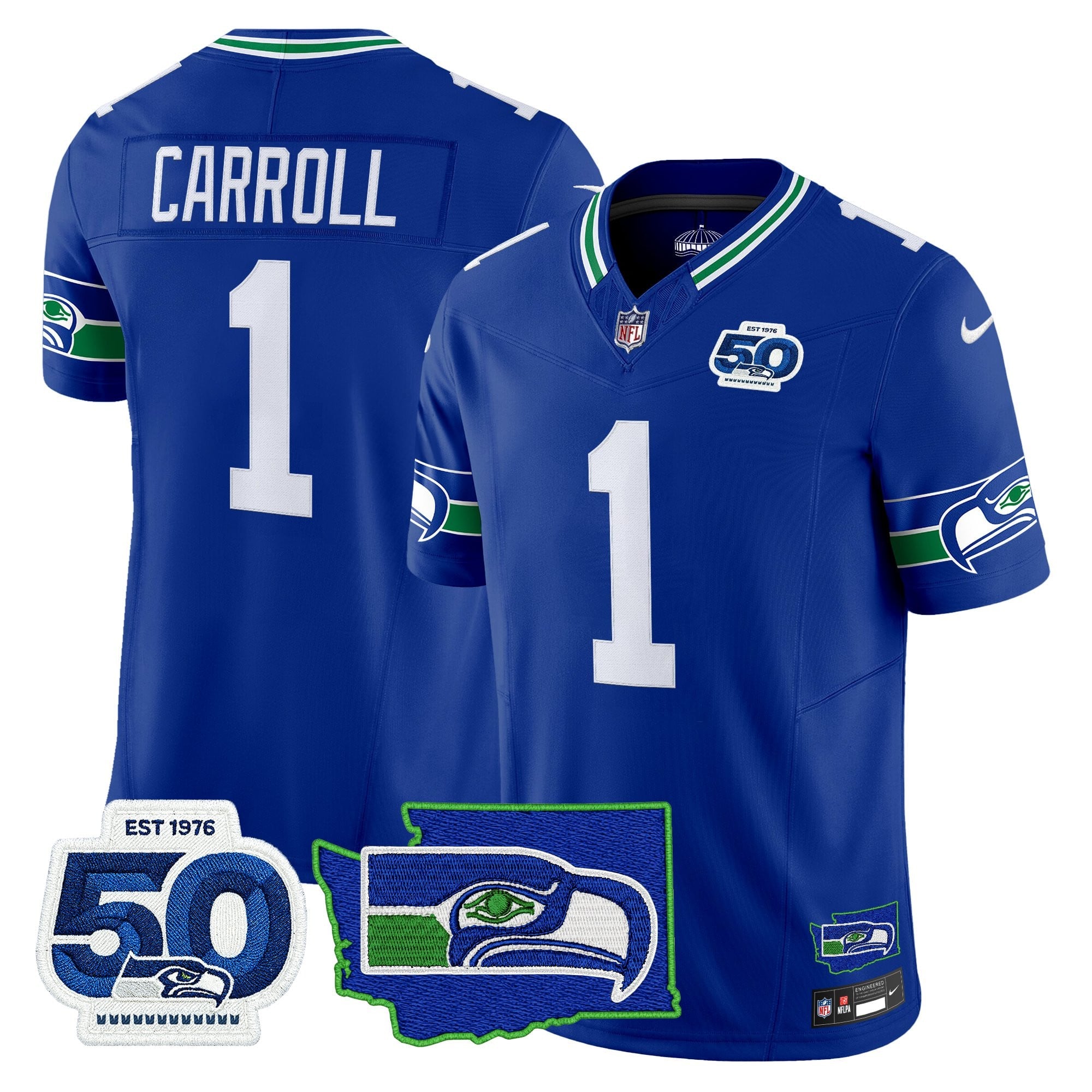 Men's Seattle Seahawks 50th Anniversary Patch Vapor Limited Jersey - All Stitched
