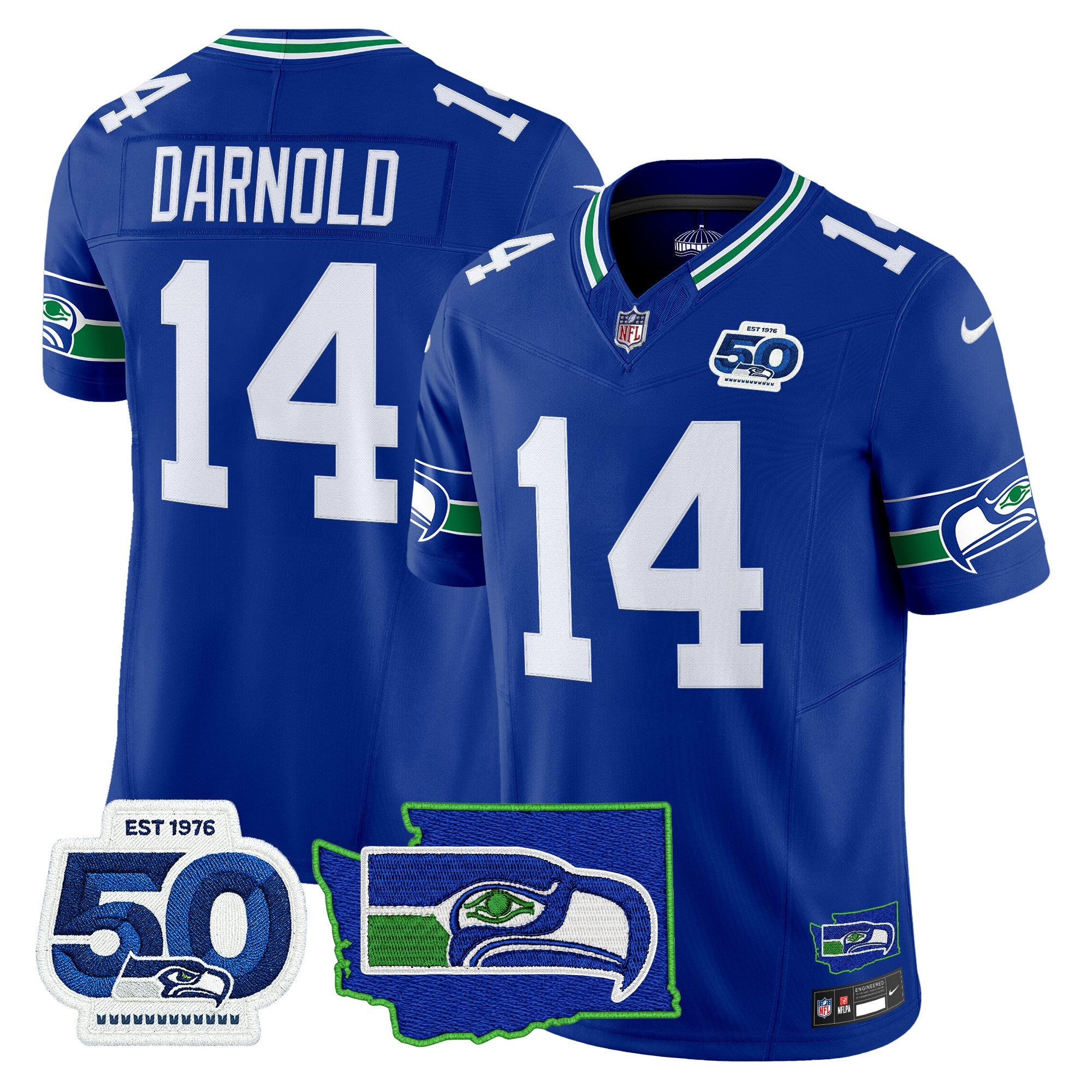 Men's Seattle Seahawks 50th Anniversary Patch Vapor Limited Jersey - All Stitched