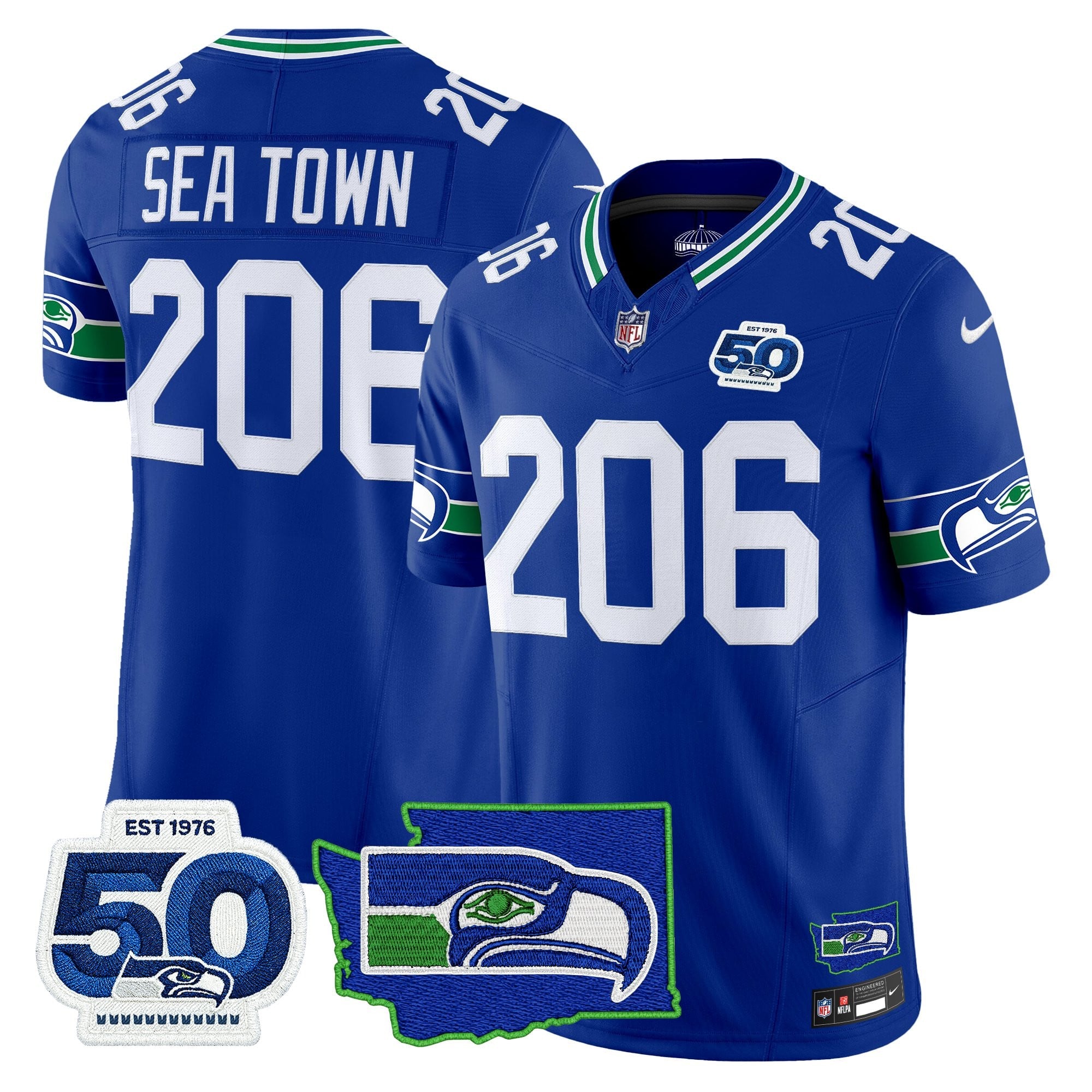 Men's Seattle Seahawks 50th Anniversary Patch Vapor Limited Jersey - All Stitched