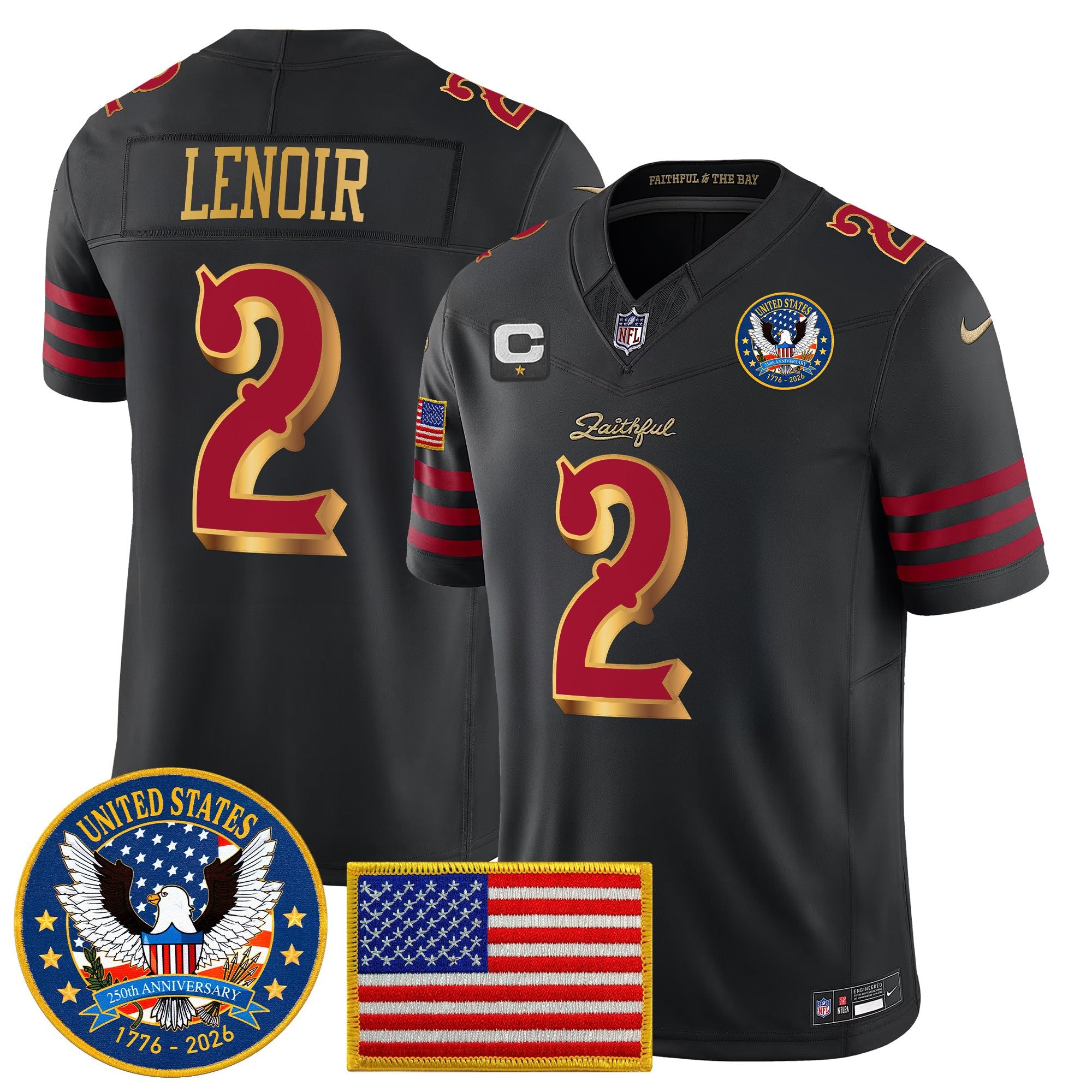 Men's San Francisco 49ers "United States 250th Anniversary Patch" Vapor Limited Jersey - All Stitched