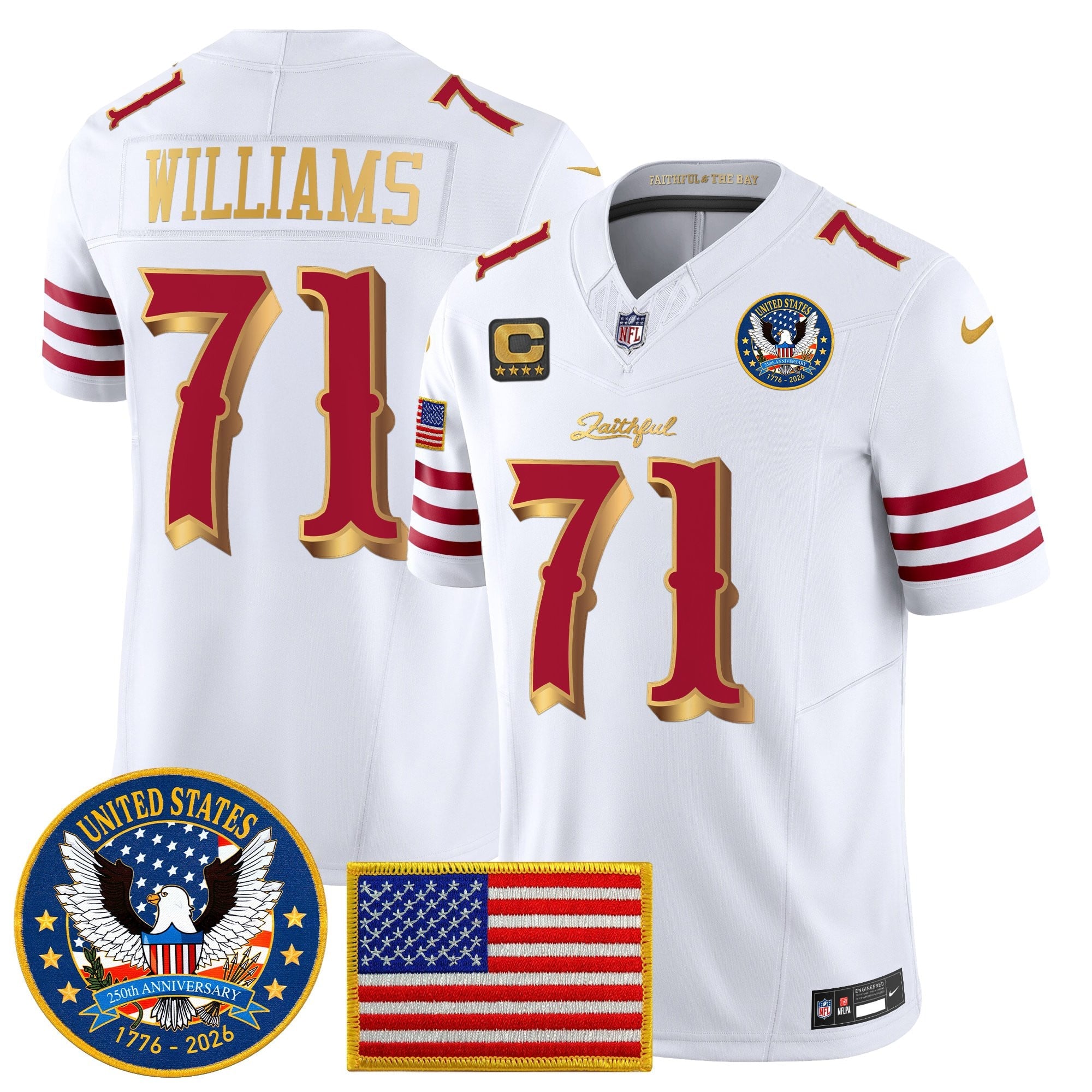 Men's San Francisco 49ers "United States 250th Anniversary Patch" Vapor Limited Jersey - All Stitched