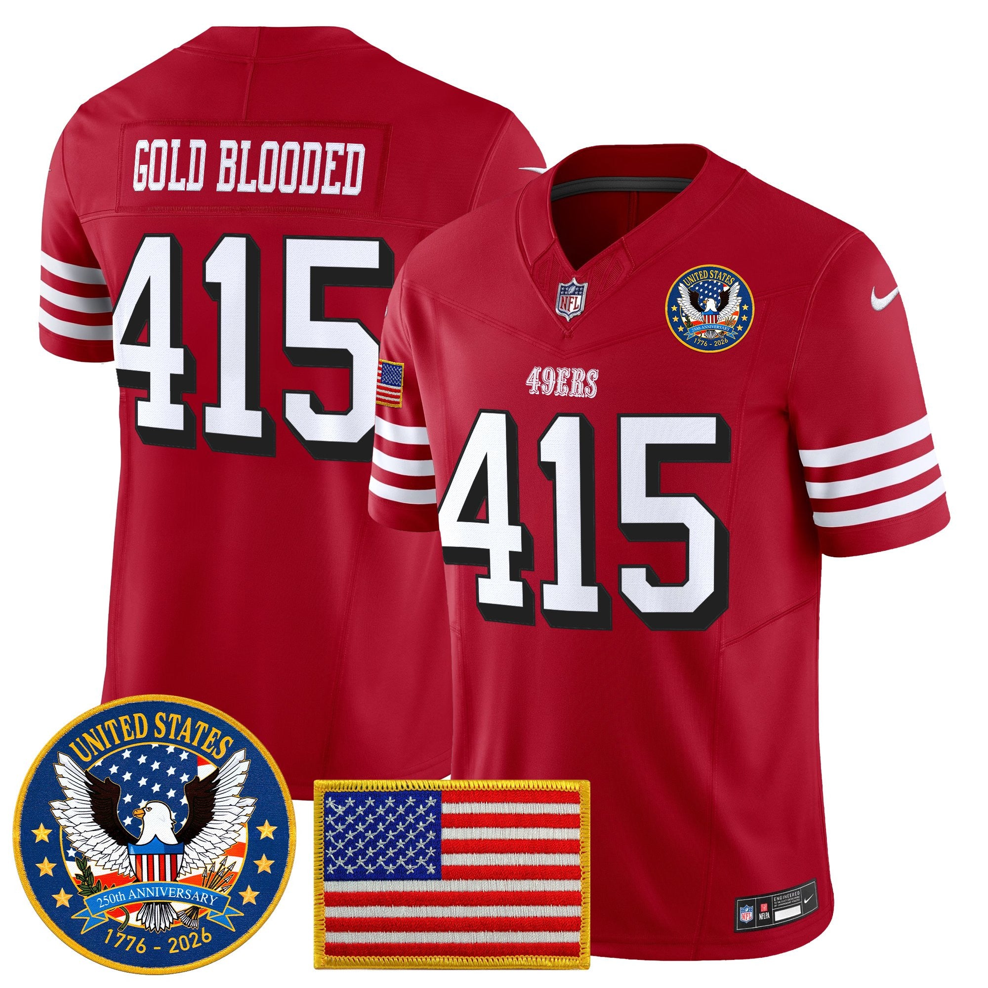Men's San Francisco 49ers "United States 250th Anniversary Patch" Vapor Limited Jersey - All Stitched