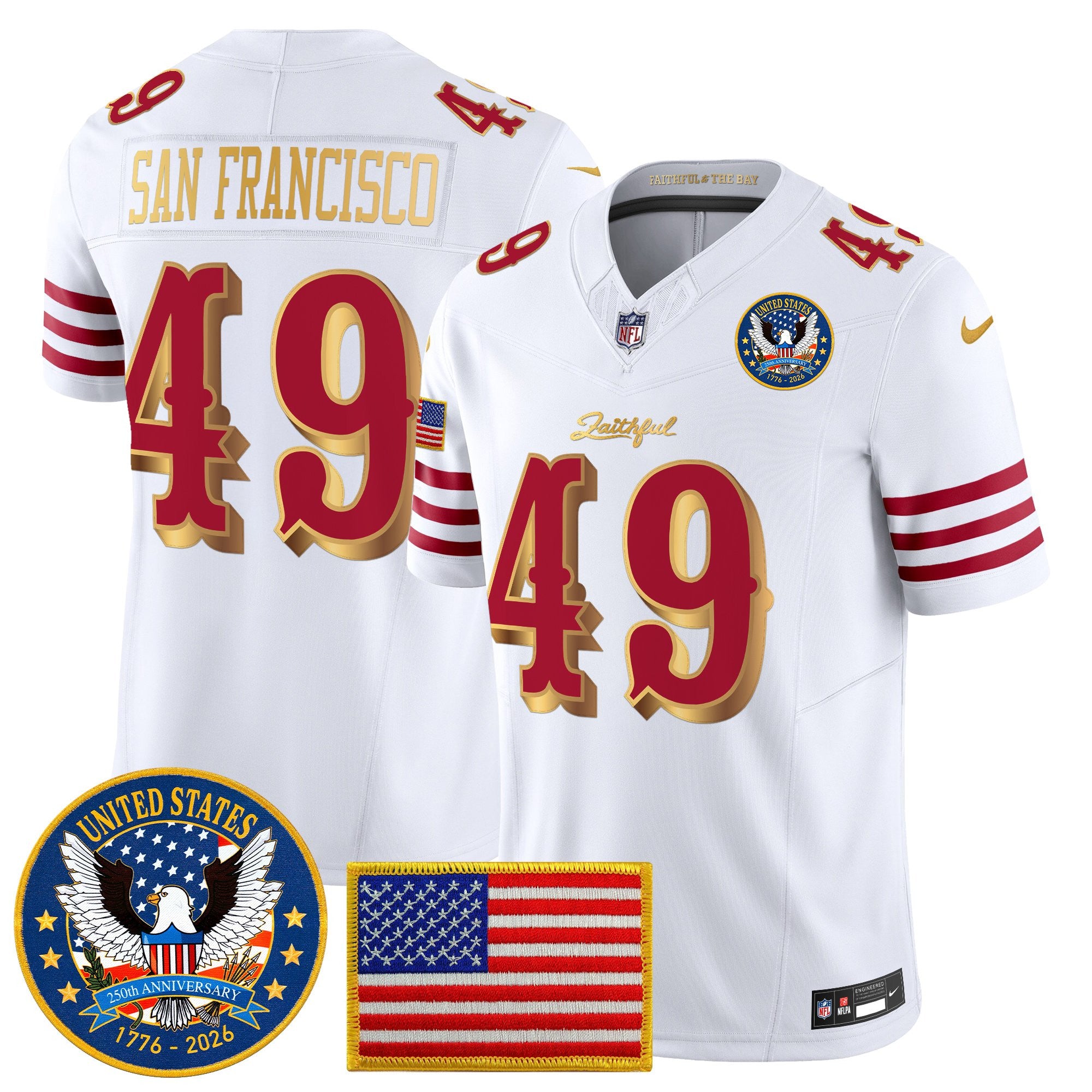 Men's San Francisco 49ers "United States 250th Anniversary Patch" Vapor Limited Jersey - All Stitched