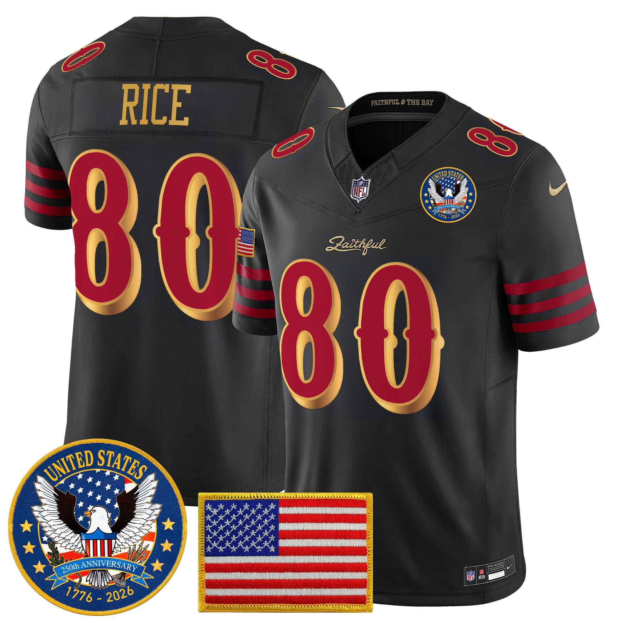 Men's San Francisco 49ers "United States 250th Anniversary Patch" Vapor Limited Jersey - All Stitched