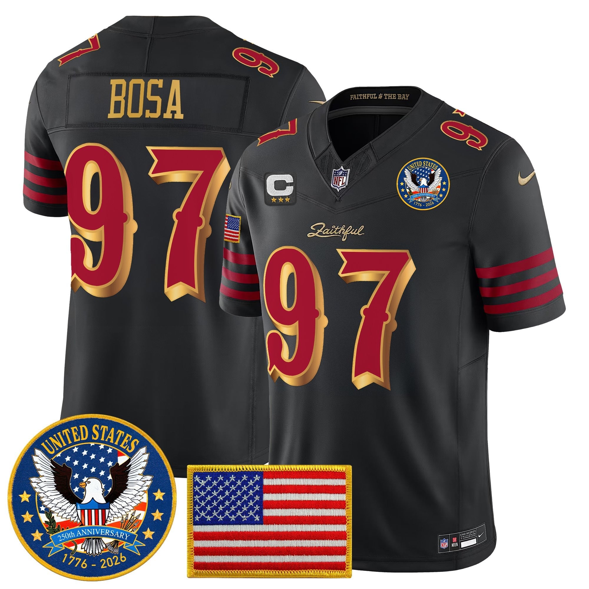 Men's San Francisco 49ers "United States 250th Anniversary Patch" Vapor Limited Jersey - All Stitched