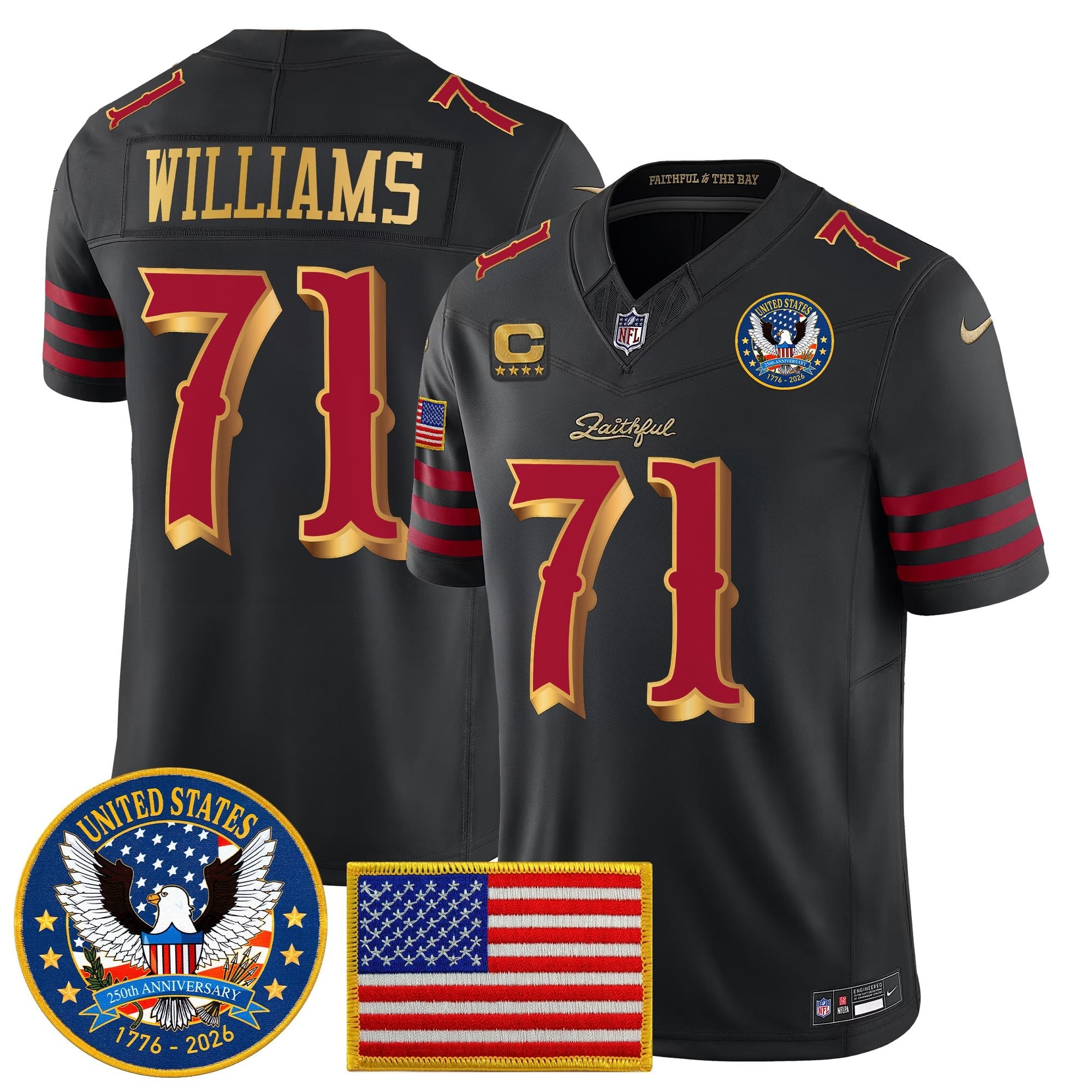 Men's San Francisco 49ers "United States 250th Anniversary Patch" Vapor Limited Jersey - All Stitched