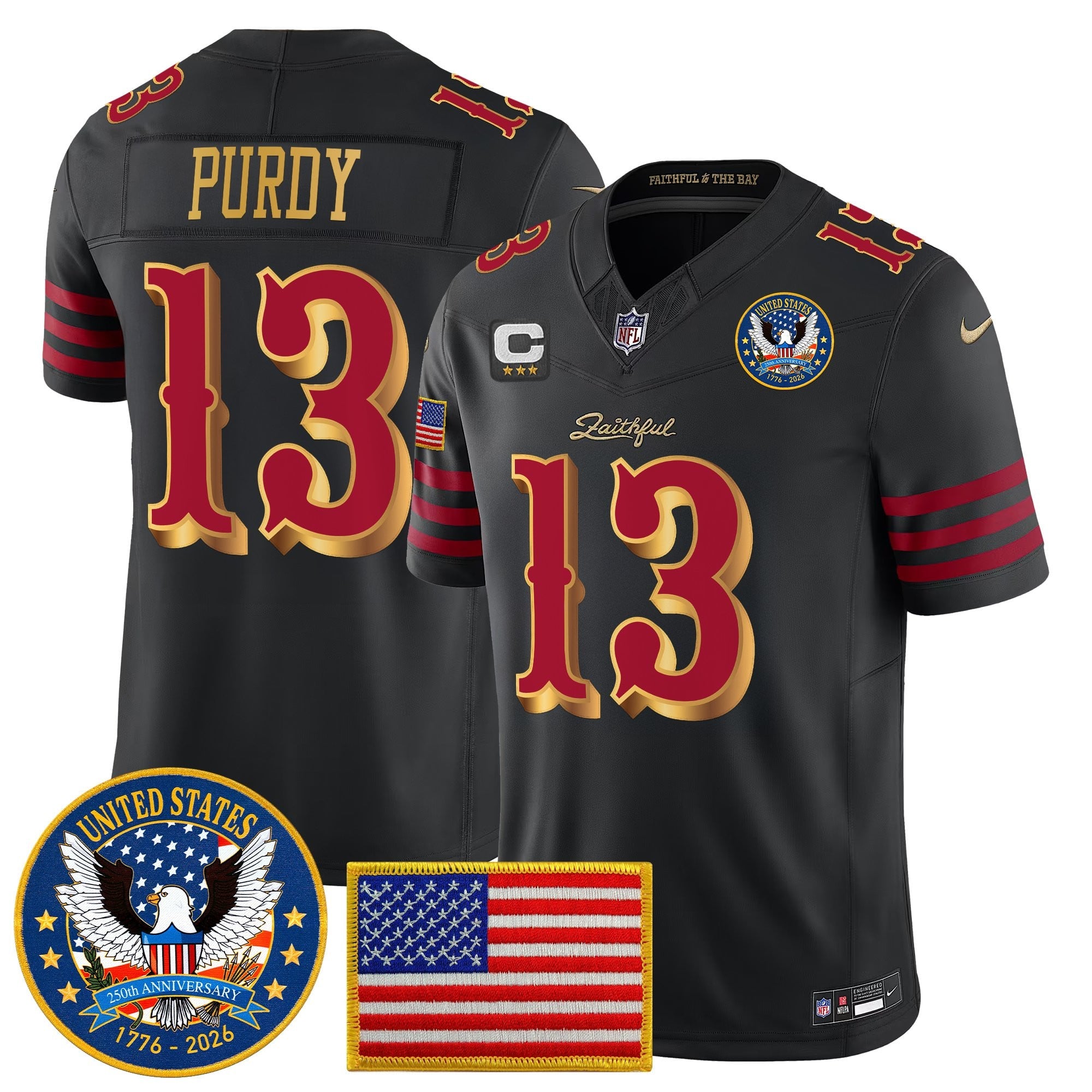 Men's San Francisco 49ers "United States 250th Anniversary Patch" Vapor Limited Jersey - All Stitched