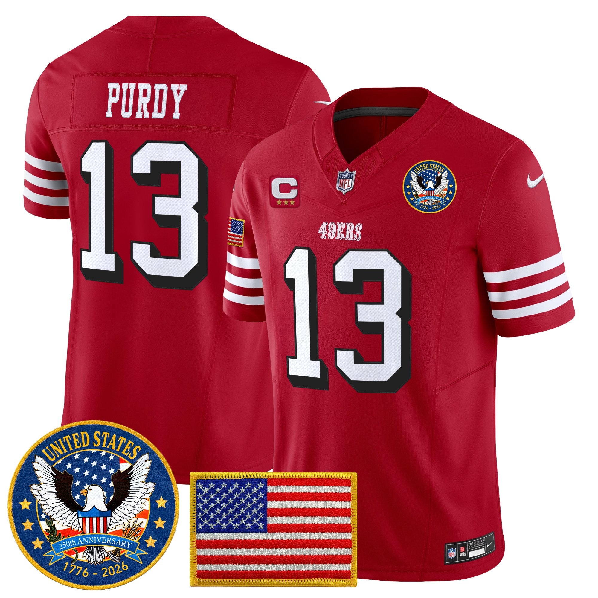 Men's San Francisco 49ers "United States 250th Anniversary Patch" Vapor Limited Jersey - All Stitched