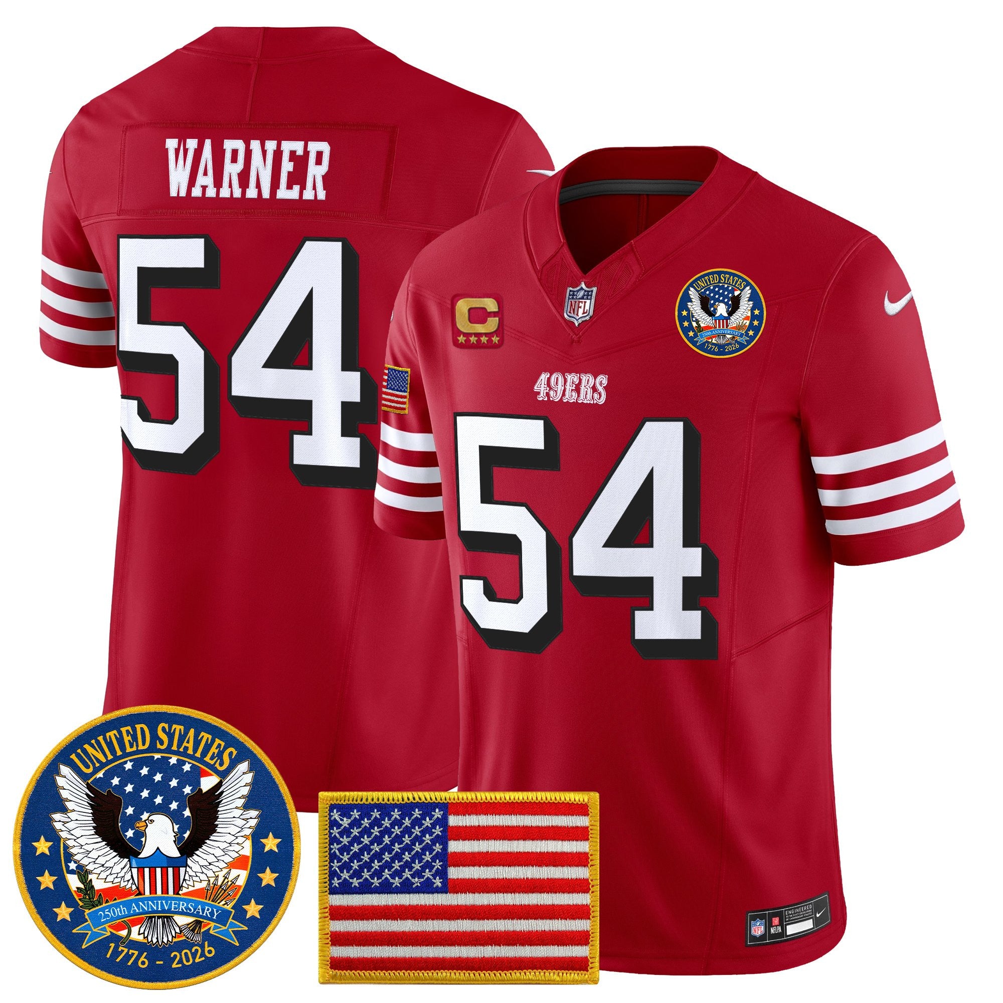 Men's San Francisco 49ers "United States 250th Anniversary Patch" Vapor Limited Jersey - All Stitched