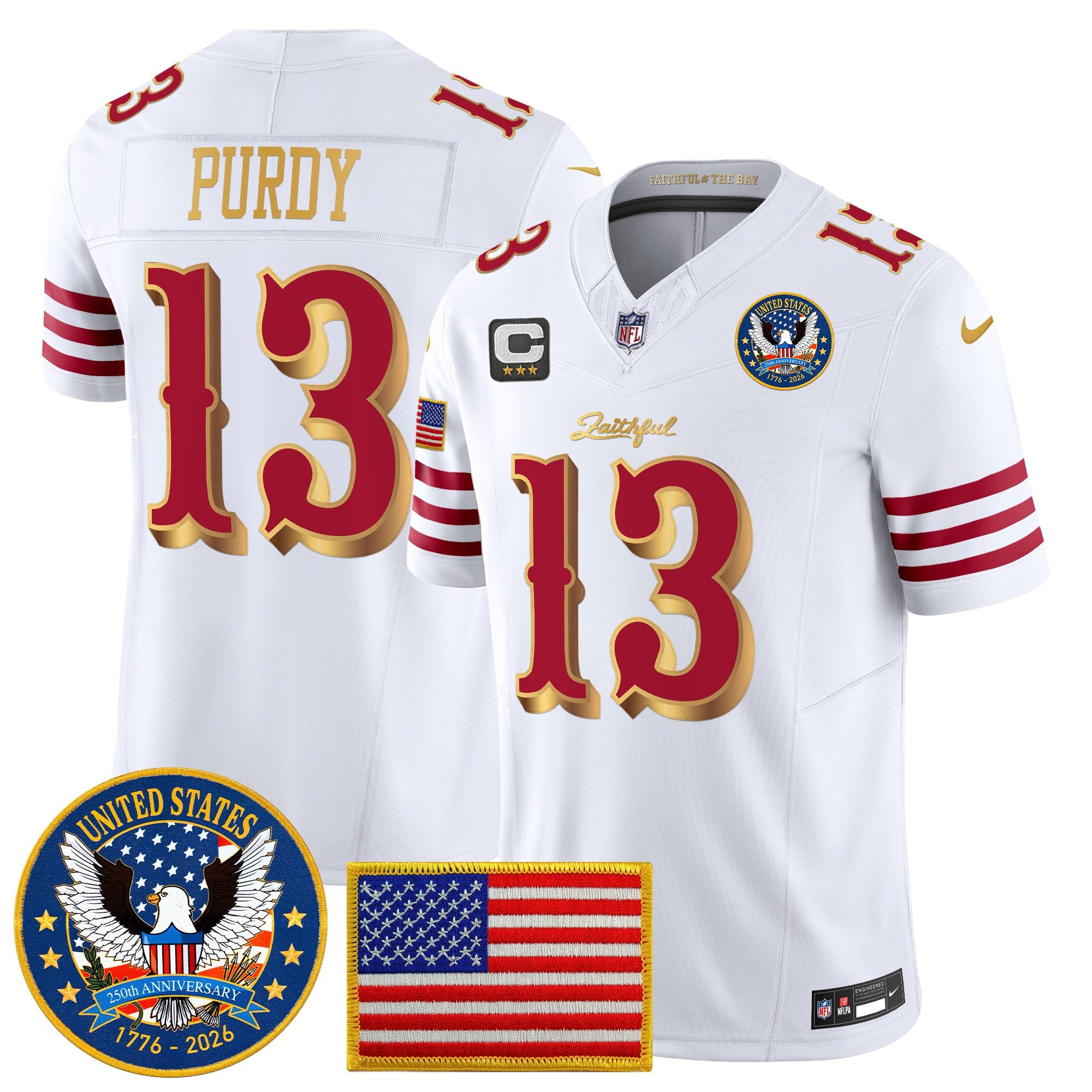 Men's San Francisco 49ers "United States 250th Anniversary Patch" Vapor Limited Jersey - All Stitched