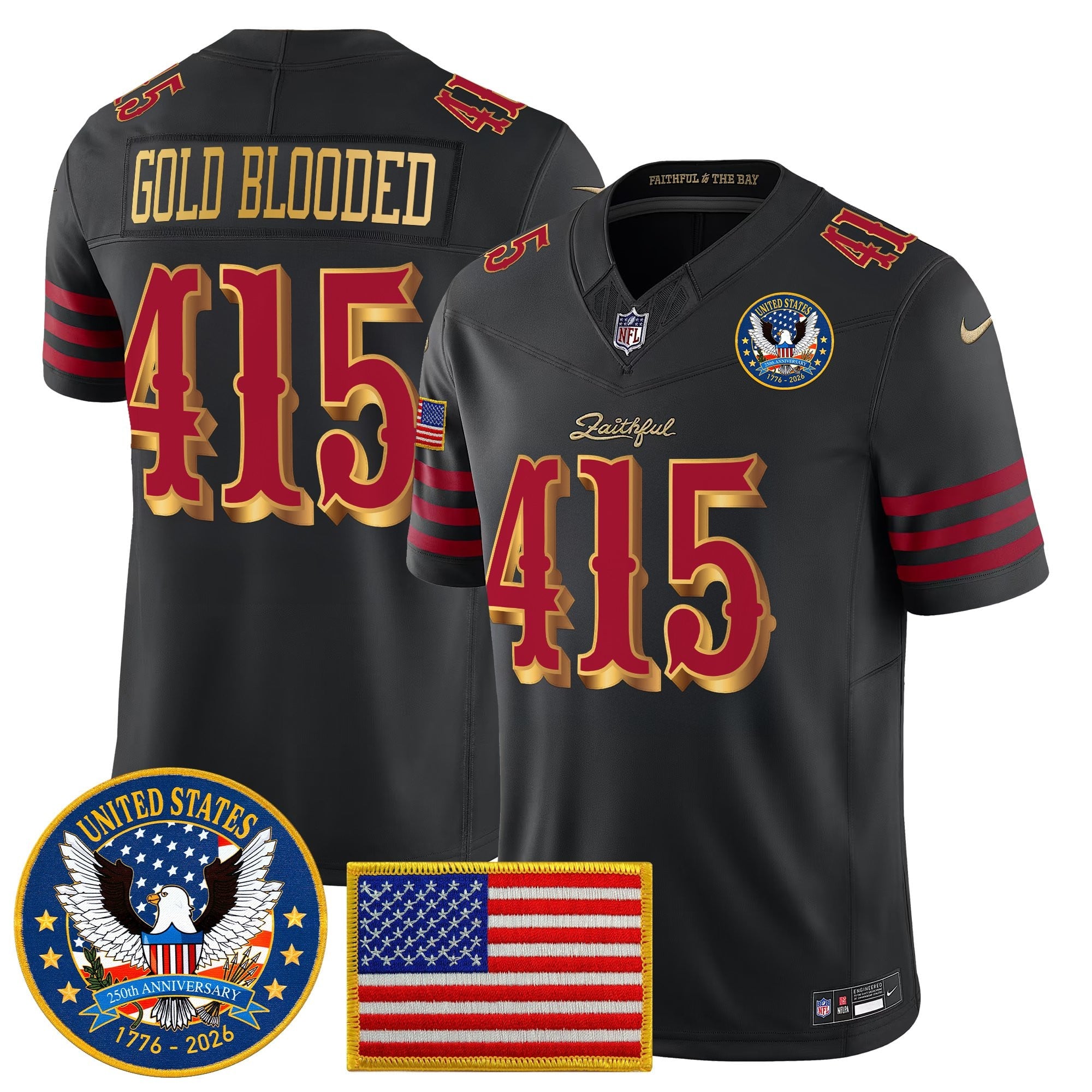 Men's San Francisco 49ers "United States 250th Anniversary Patch" Vapor Limited Jersey - All Stitched