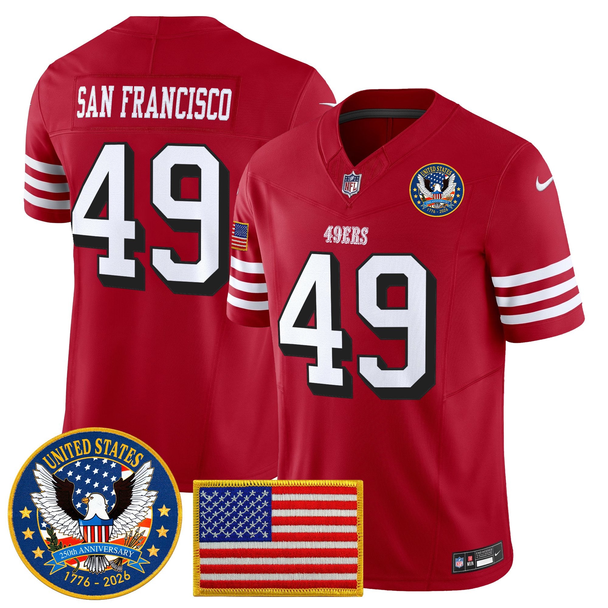 Men's San Francisco 49ers "United States 250th Anniversary Patch" Vapor Limited Jersey - All Stitched