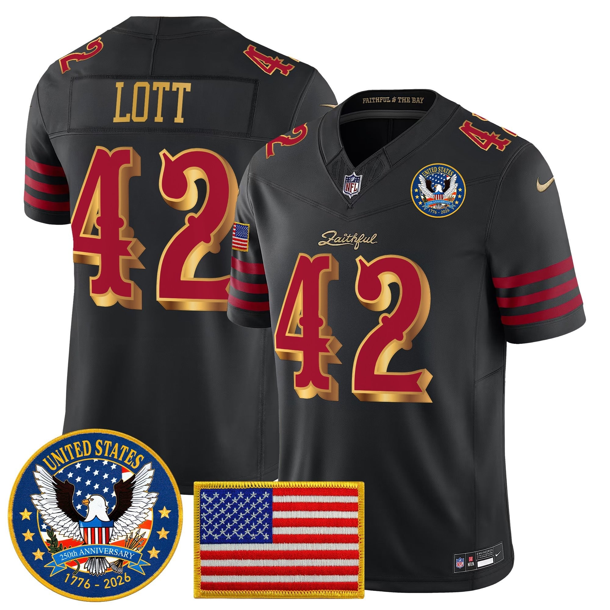 Men's San Francisco 49ers "United States 250th Anniversary Patch" Vapor Limited Jersey - All Stitched