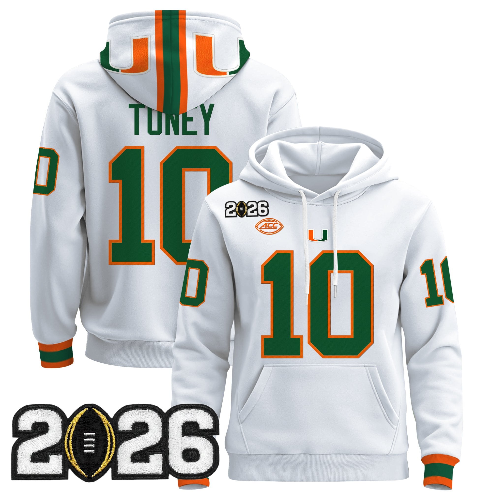 Men's Miami Hurricanes 2026 CFP Final Patch Premium Pullover Hoodie - All Stitched