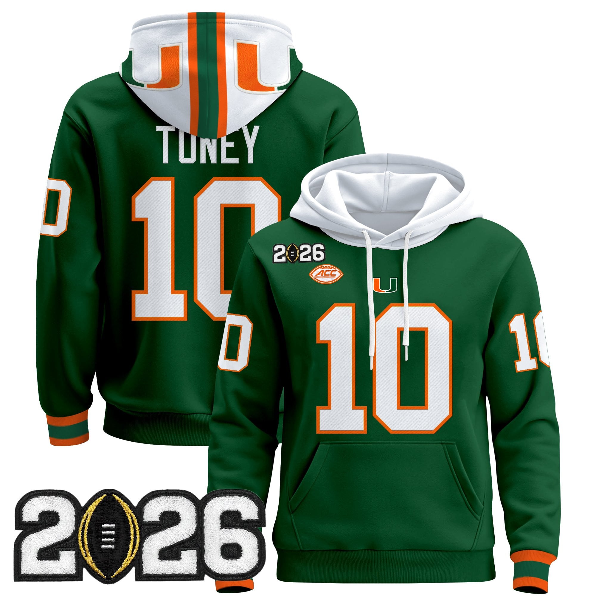 Men's Miami Hurricanes 2026 CFP Final Patch Premium Pullover Hoodie - All Stitched