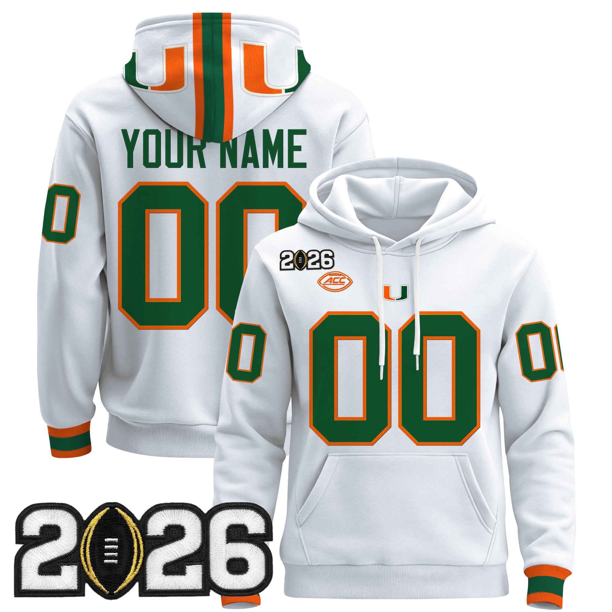 Miami Hurricanes 2026 CFP Final Patch Premium Custom Pullover Hoodie - All Stitched