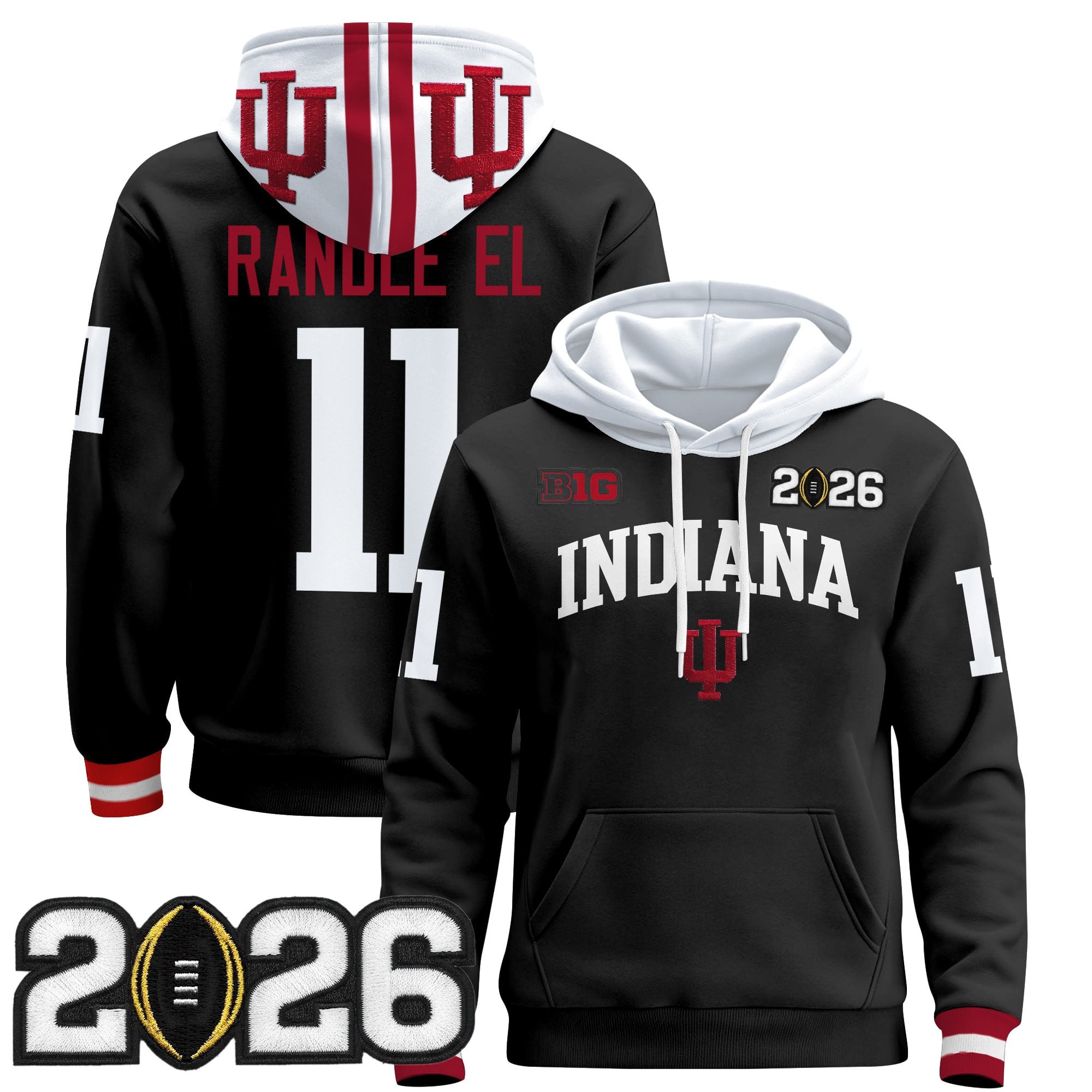 Men's Indiana Hoosiers 2026 CFP Final Patch Premium Pullover Hoodie - All Stitched