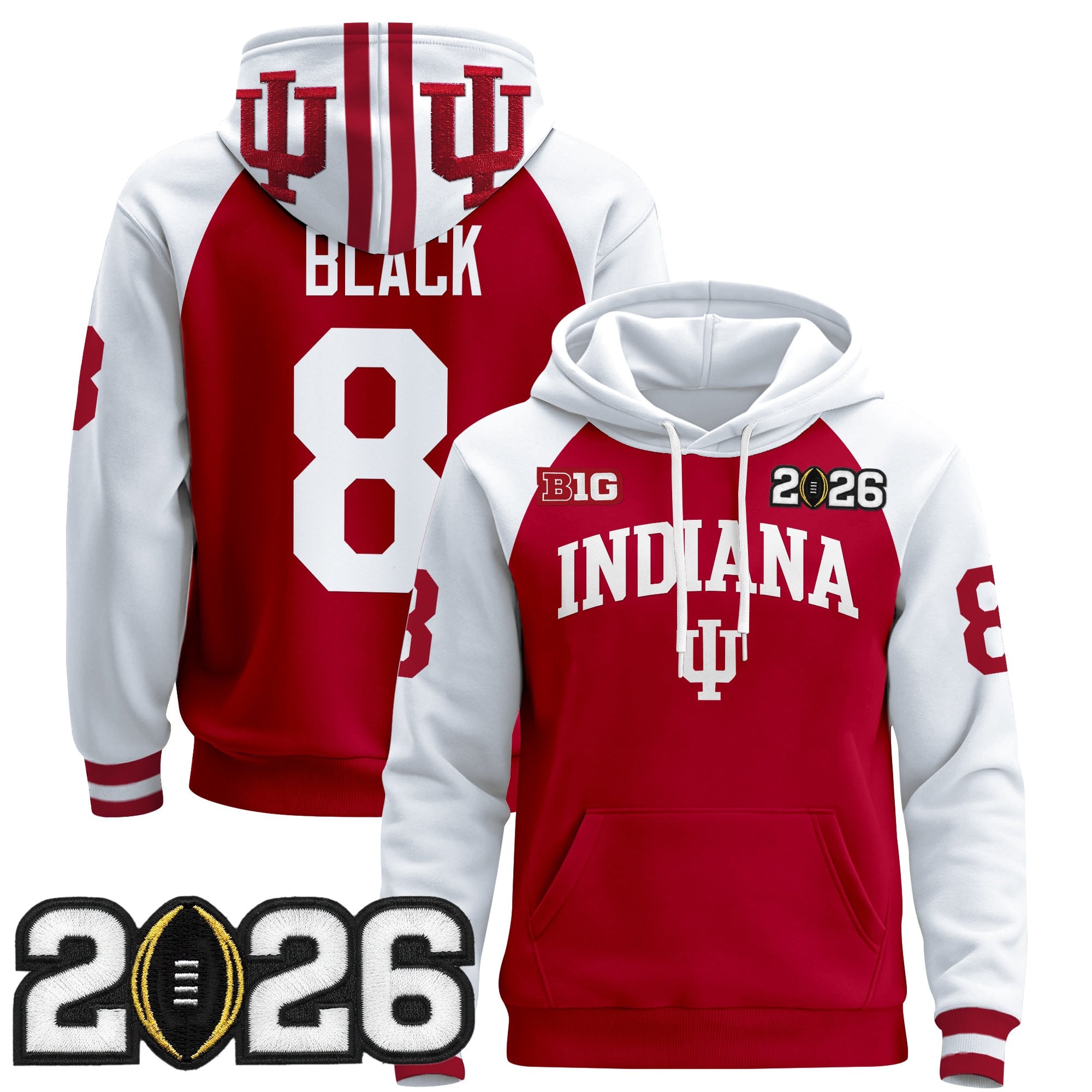 Men's Indiana Hoosiers 2026 CFP Final Patch Premium Pullover Hoodie - All Stitched